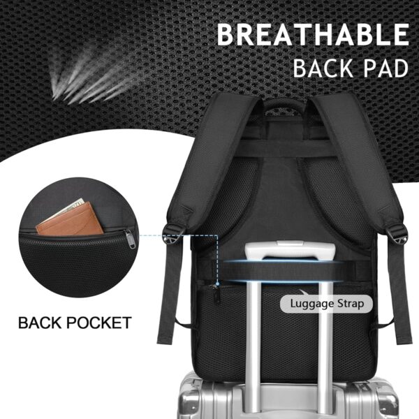 MATEIN Carry on Backpack, Flight Approved Travel Backpack with USB Port, TSA Personal Item Travel Bag fits 17" Laptop, Large Water Resistant Luggage Overnight Weekender Bag for Men & Women, Black - Image 6