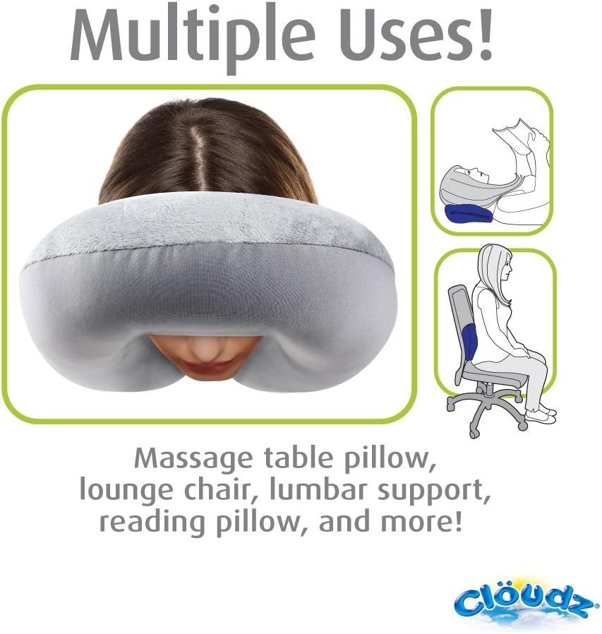 Cloudz Dual Comfort Microbead Airplane Travel Neck Pillow. Super Soft Cozy Plush Fabric on One Side, Cool Relaxing Spandex on the Other! Customize your Comfort and Support at Home or On the Go!-Black - Image 6