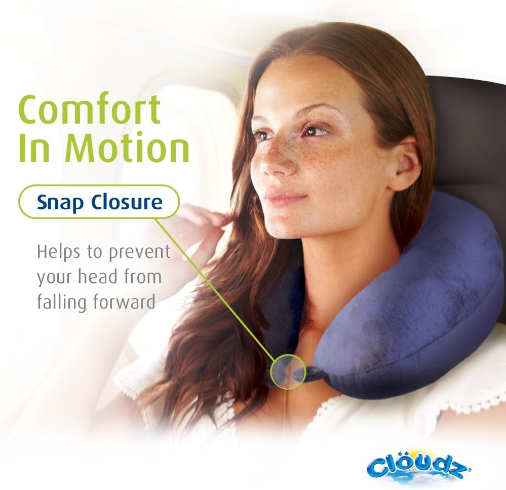 Cloudz Dual Comfort Microbead Airplane Travel Neck Pillow. Super Soft Cozy Plush Fabric on One Side, Cool Relaxing Spandex on the Other! Customize your Comfort and Support at Home or On the Go!-Black - Image 9