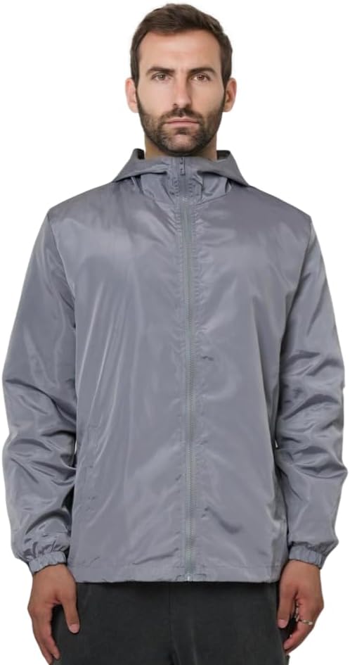 Mens Windbreaker Jackets Lightweight Hooded Zippered Jackets for Men Hiking Cycling Sportswear - Image 4