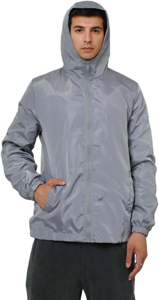 Mens Windbreaker Jackets Lightweight Hooded Zippered Jackets for Men Hiking Cycling Sportswear - Image 6