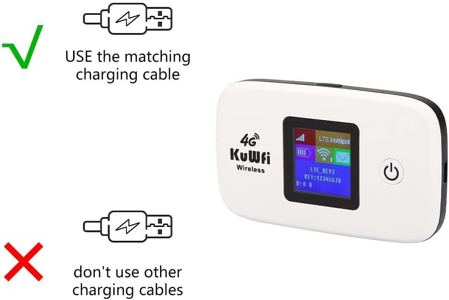 Mobile WiFi Hotspot | KuWFi 4G LTE Unlocked Wi-Fi Hotspot Device | Portable WiFi Router with SIM Card Slot for Travel Support B2/B4/B5/B12/B17 for AT&T/T-Mobile - Image 3