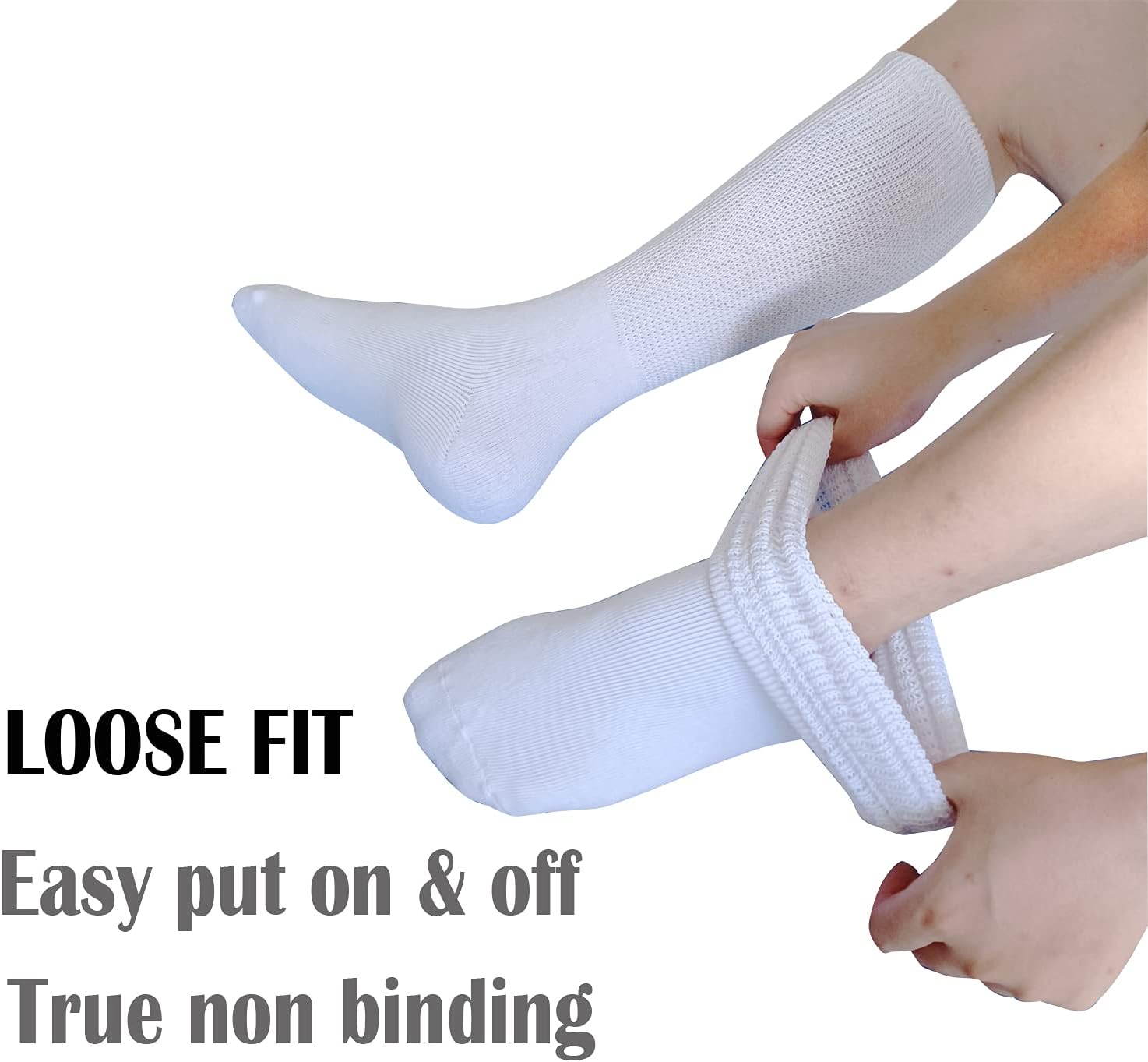 Extra Wide Socks for Lymphedema Swollen Feet Leg, Bariatric Socks, Cast Boot Sock, Diabetic Non Binding Neuropathy Swelling Women Men 2 Pairs - Image 7