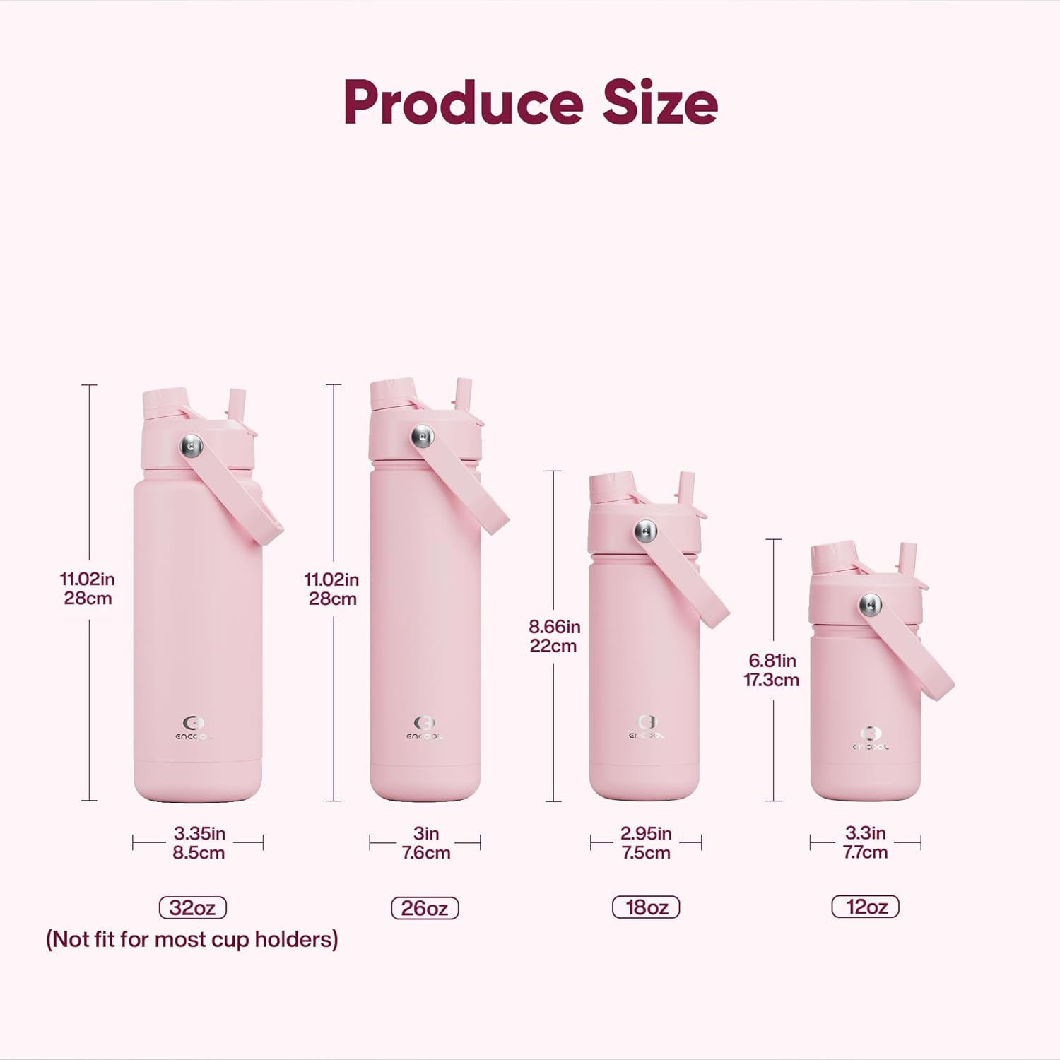 ENCOOL Insulated Water Bottle with Straw Stainless Steel Water Bottle, Leak-Proof, BPA-Free, Double Wall Vacuum Keeps Cold for 24 Hours for Sports, Travel, School (26 oz, Cotton Candy) - Image 6