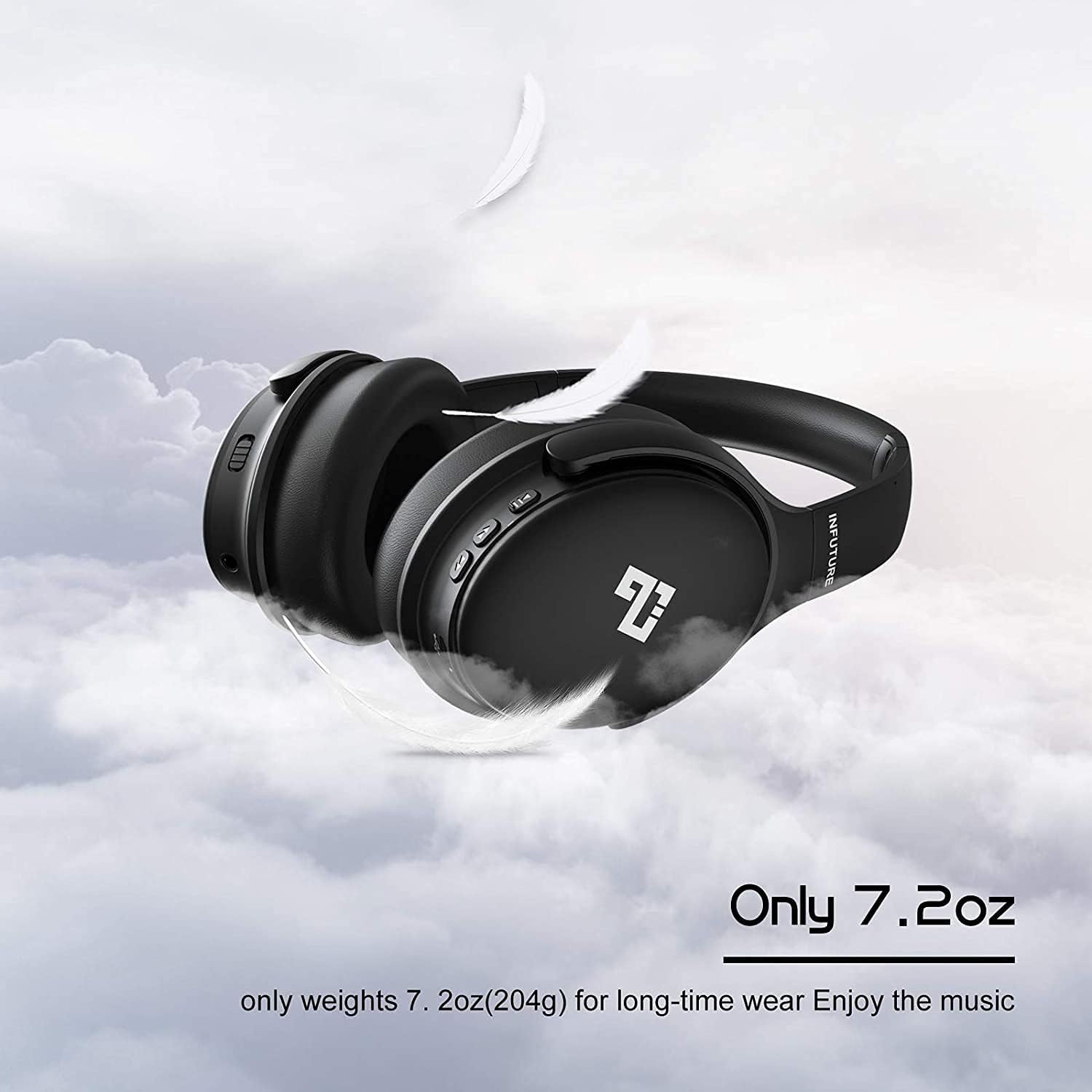 INFURTURE Over Ear Headphones Active Noise Cancelling Headphones, H1 Wireless Bluetooth Headset, Deep Bass Headset, Low Latency, 90H Playtime, Foldable Headphone for Sport Running Cool Gadgets Gift - Image 9