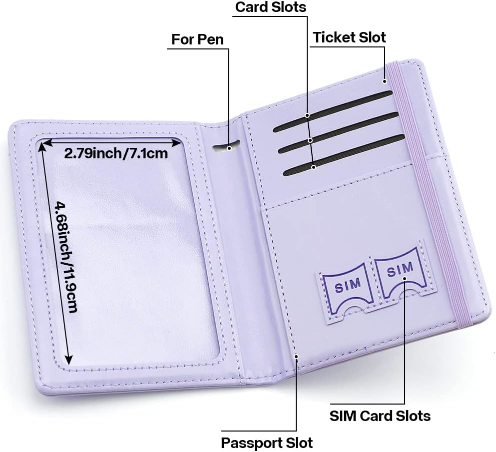 Passport Holder for Travel, Leather Passport Holder RFID Blocking Passport Cover Wallet Passport Case with Pen Holder Passport Holders for Travel Women Men Family Travels Must Haves Essentials,Purple - Image 6