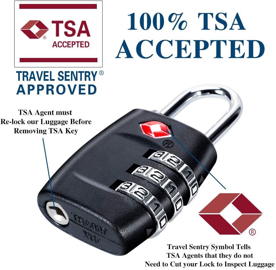TSA Luggage Locks (4Pack) - 3 Digit Combination Padlocks - Approved Travel Lock for Suitcases & Baggage (Black) - Image 4