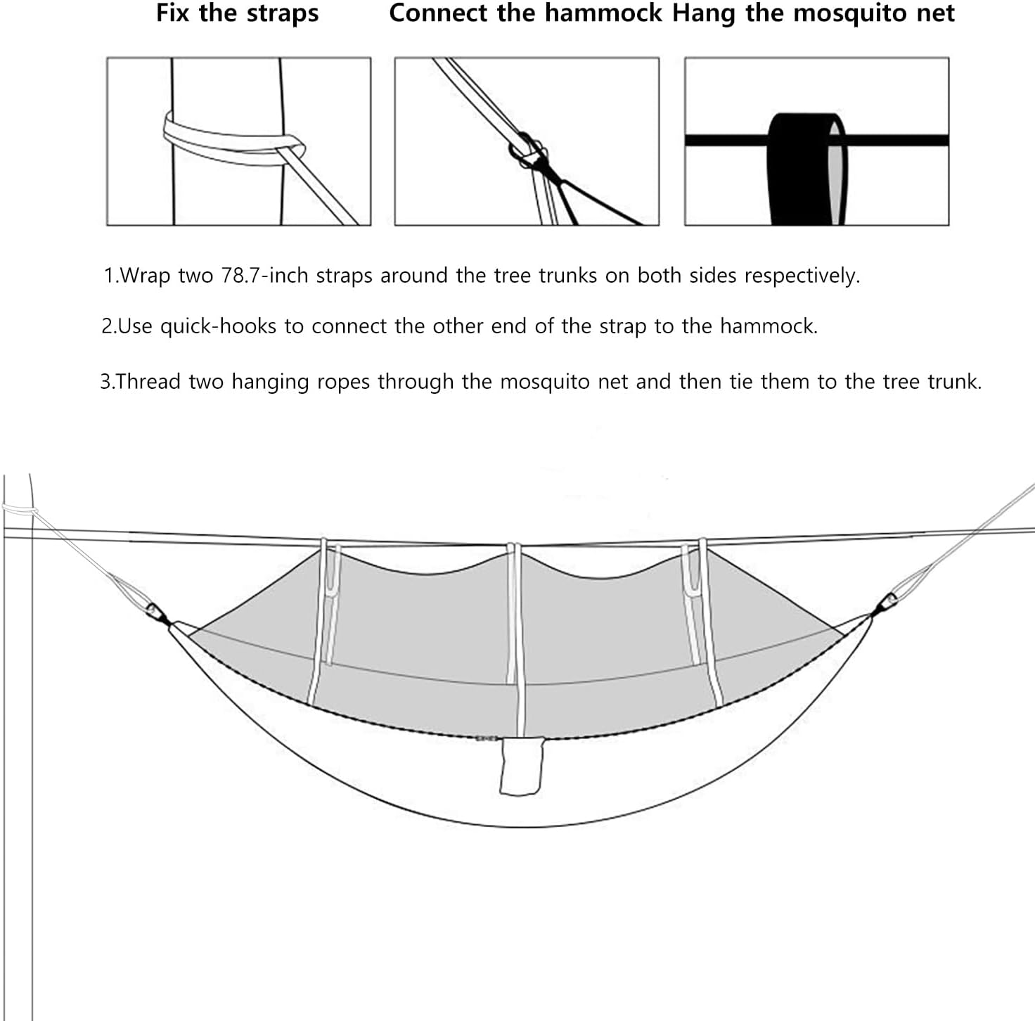 Camping Hammock, Portable Hammocks with Mosquito Net, Hammock Tent for Outside Hiking Travel Camping Gear Must Haves (Green) - Image 5