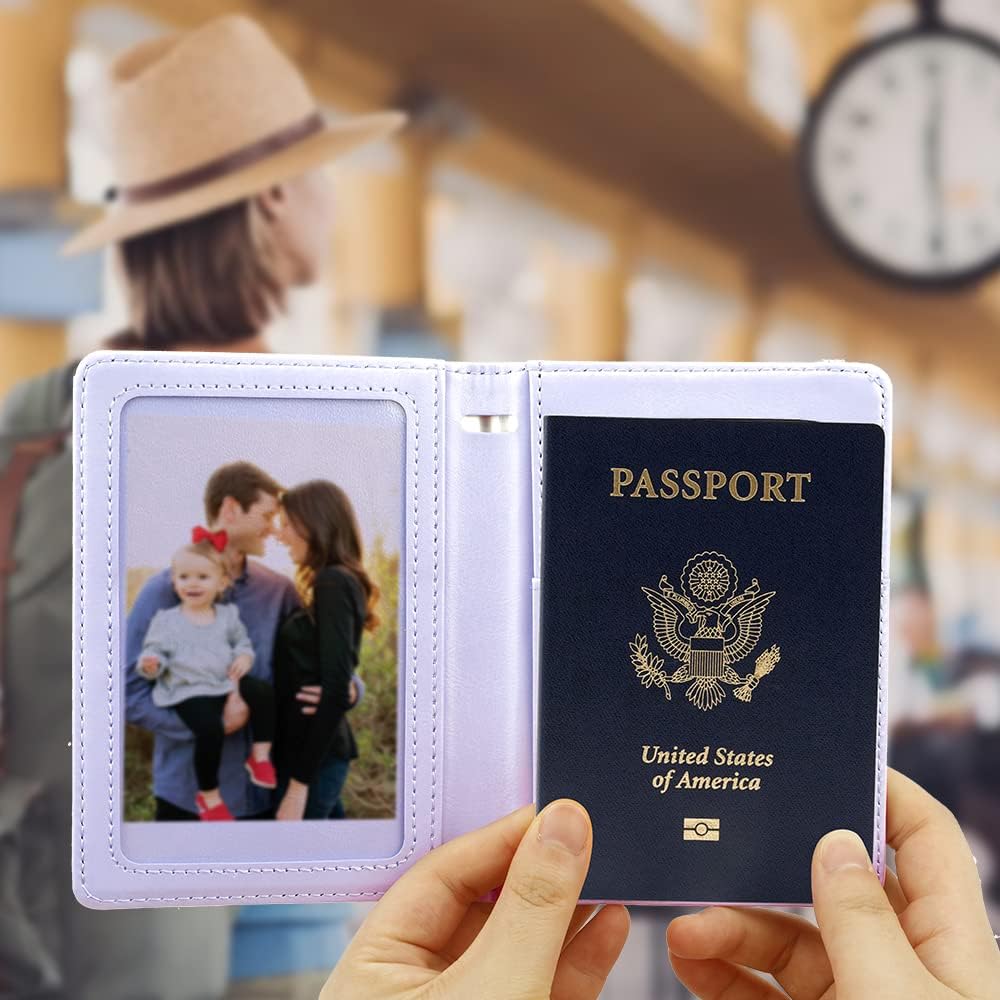 Passport Holder for Travel, Leather Passport Holder RFID Blocking Passport Cover Wallet Passport Case with Pen Holder Passport Holders for Travel Women Men Family Travels Must Haves Essentials,Purple - Image 4
