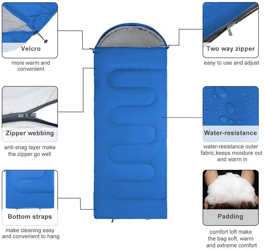 Sleeping Bag, Lightweight 3 Season Weather Sleep Bags for Kids Adults Girls Women, Microfiber Filled 5-20 Degree for Backpacking/Hiking/Camping/Mountaineering with Compression Sack - Image 3