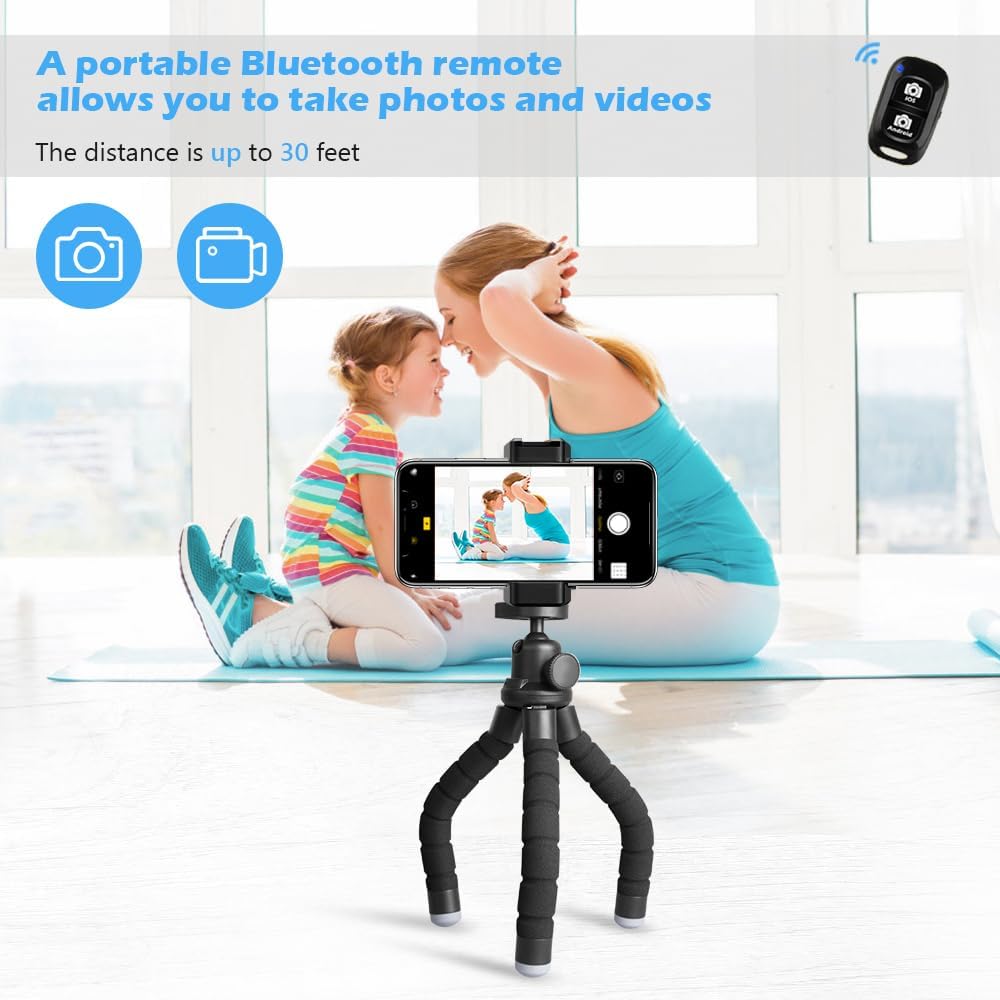 Ubeesize Phone Tripod, Portable and Flexible Tripods with Wireless Remote and Clip, Cell Phone Tripode Stand for Video Recording - Image 3