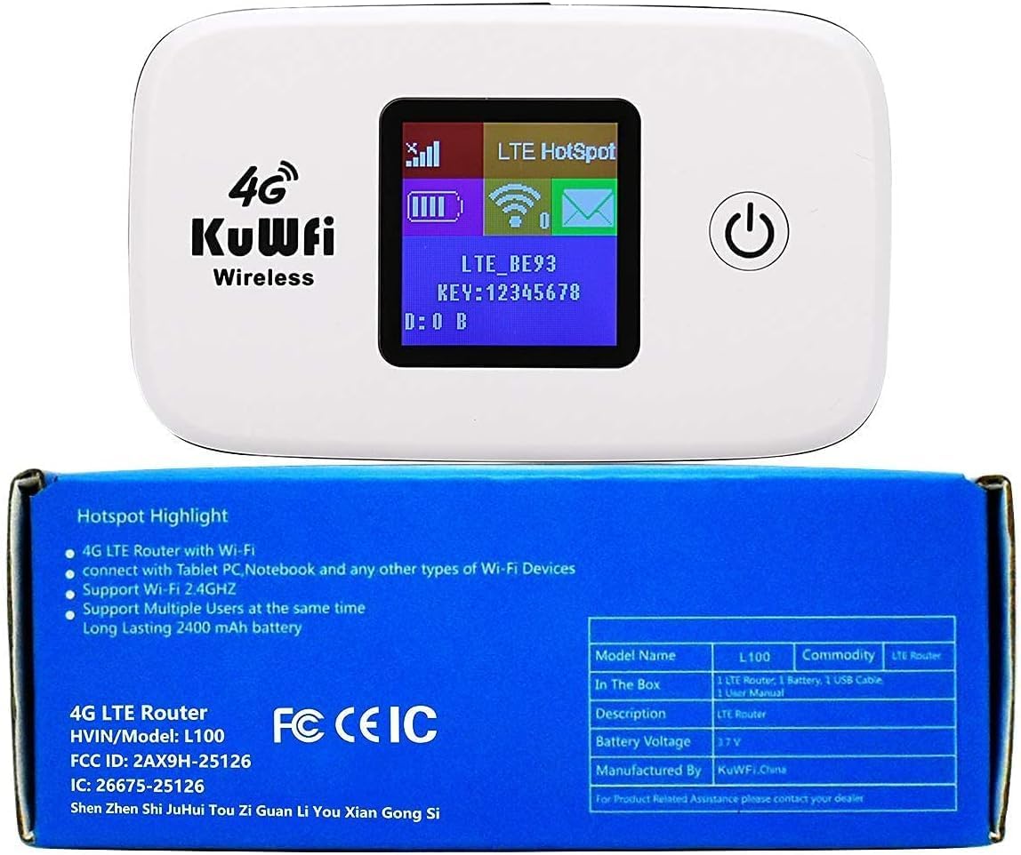Mobile WiFi Hotspot | KuWFi 4G LTE Unlocked Wi-Fi Hotspot Device | Portable WiFi Router with SIM Card Slot for Travel Support B2/B4/B5/B12/B17 for AT&T/T-Mobile - Image 6
