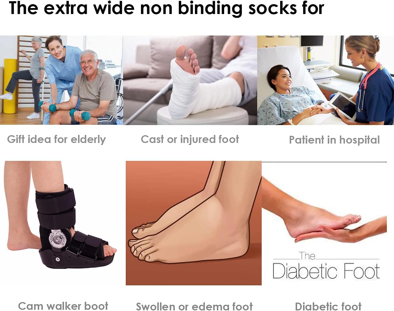 Extra Wide Socks for Lymphedema Swollen Feet Leg, Bariatric Socks, Cast Boot Sock, Diabetic Non Binding Neuropathy Swelling Women Men 2 Pairs - Image 8