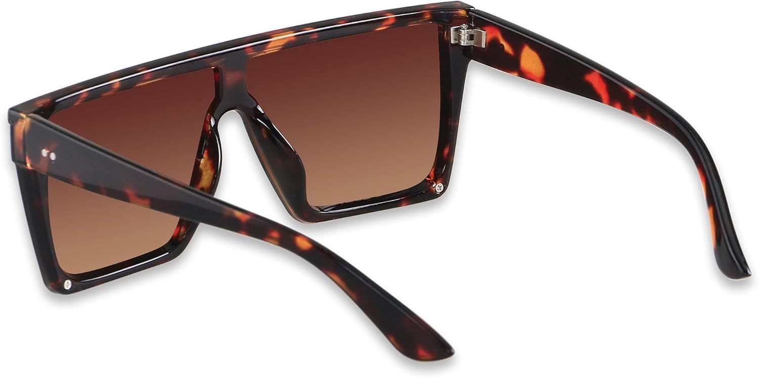 LYZOIT Square Oversized Sunglasses for Women Men Big Flat Top Fashion Shield Large UV Protection Rimless Shades - Image 3