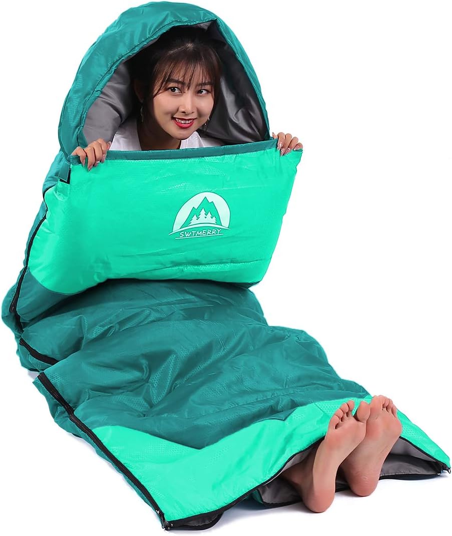 SWTMERRY Sleeping Bag 3 Seasons (Summer, Spring, Fall) Warm & Cool Weather - Lightweight,Waterproof Indoor & Outdoor Use for Kids, Teens & Adults for Hiking and Camping - Image 4