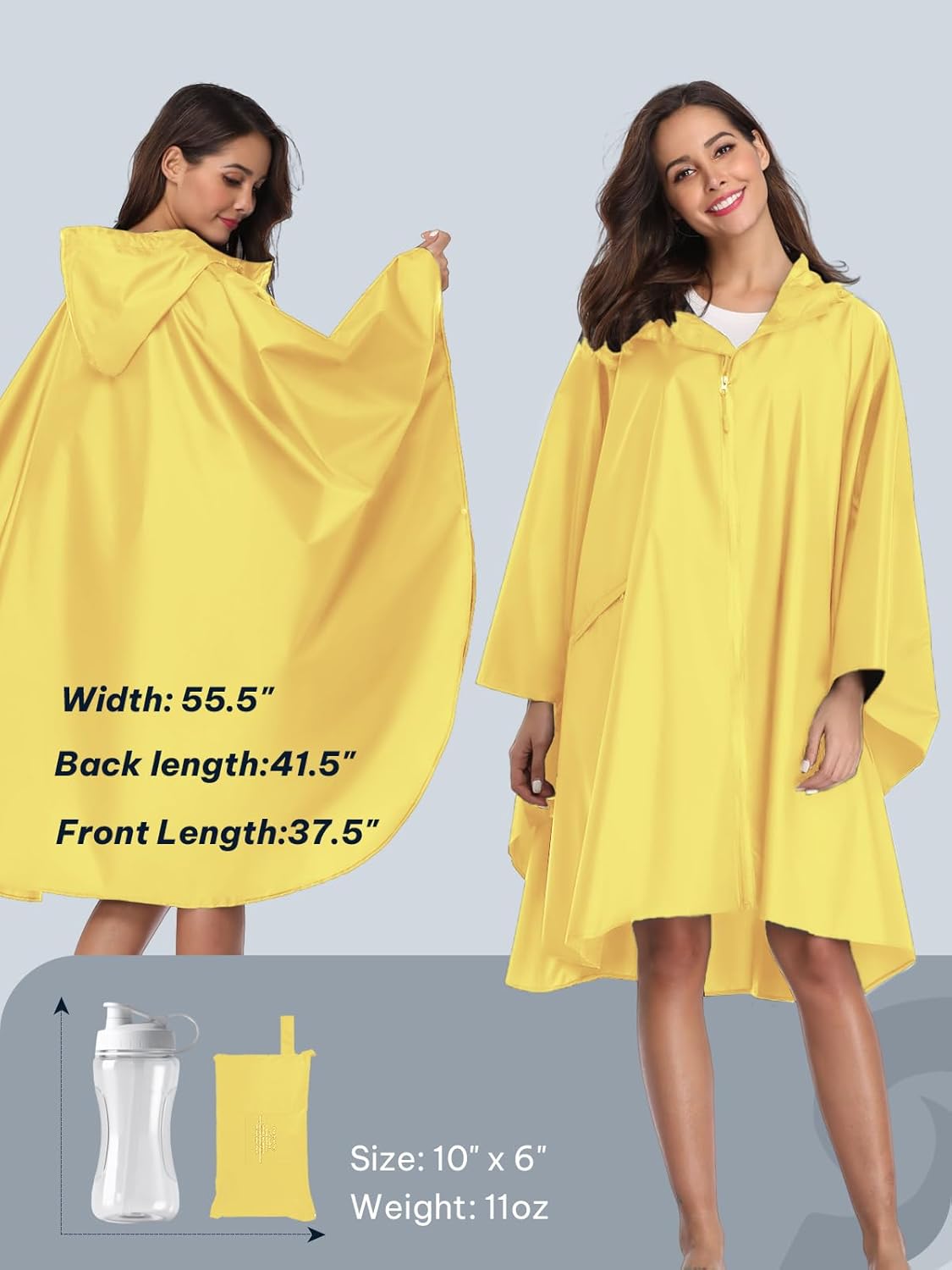 SaphiRose Unisex Rain Poncho Waterproof Raincoat Hooded for Adults Women with Pockets - Image 6
