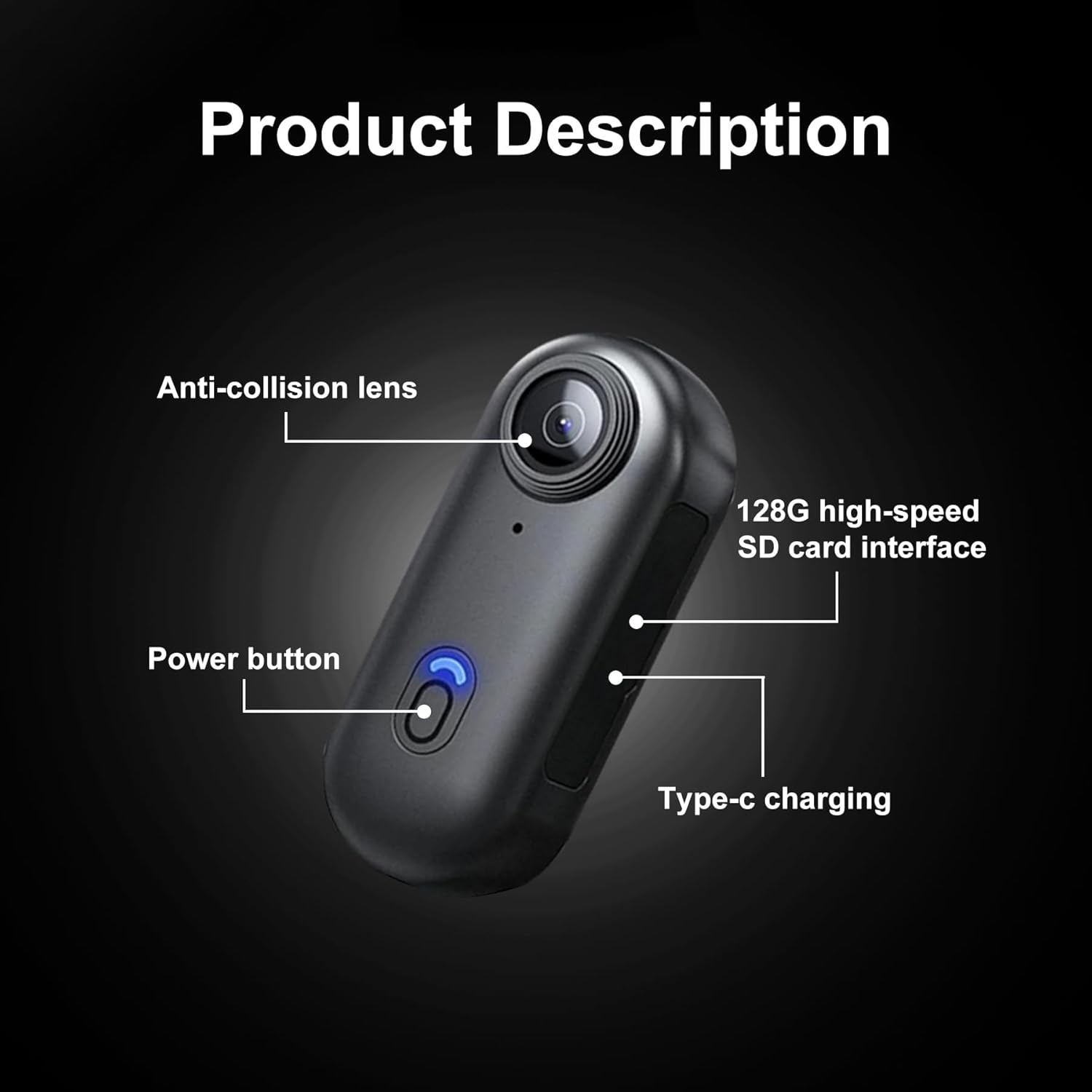 4K Thumb Action Camera | 128G Sports Camera for POV Photoshooting: Waterproof Sports Camera The Size of a Thumb Suitable for Running Cycling Swimming Hiking Adventure Etc (Black) - Image 8