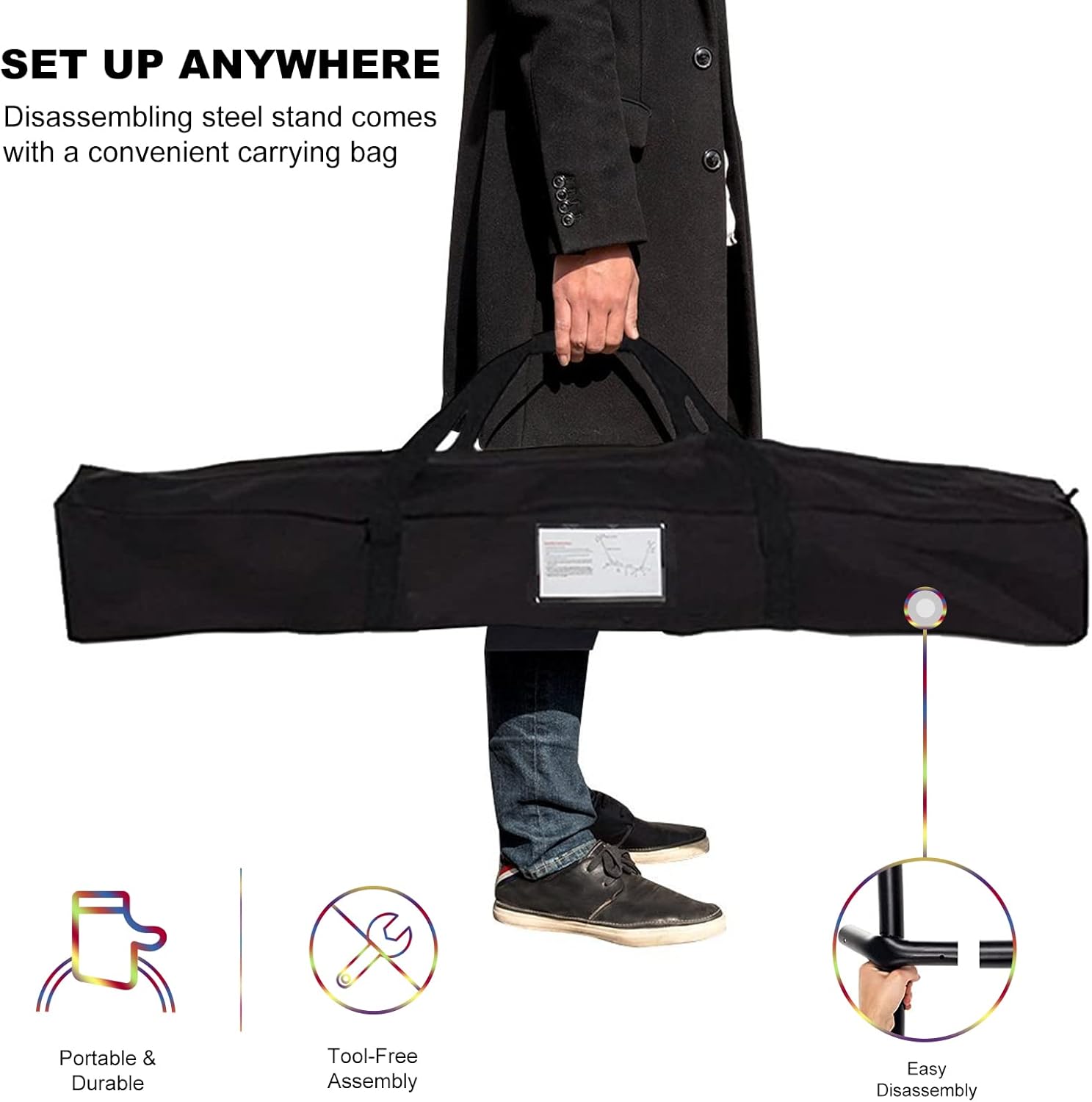 SZHLUX Double Hammock with Stand for Outside 450lb Capacity Steel Stand, Premium Carry Bag Included and Two Anti Roll Balance Beam - Image 7