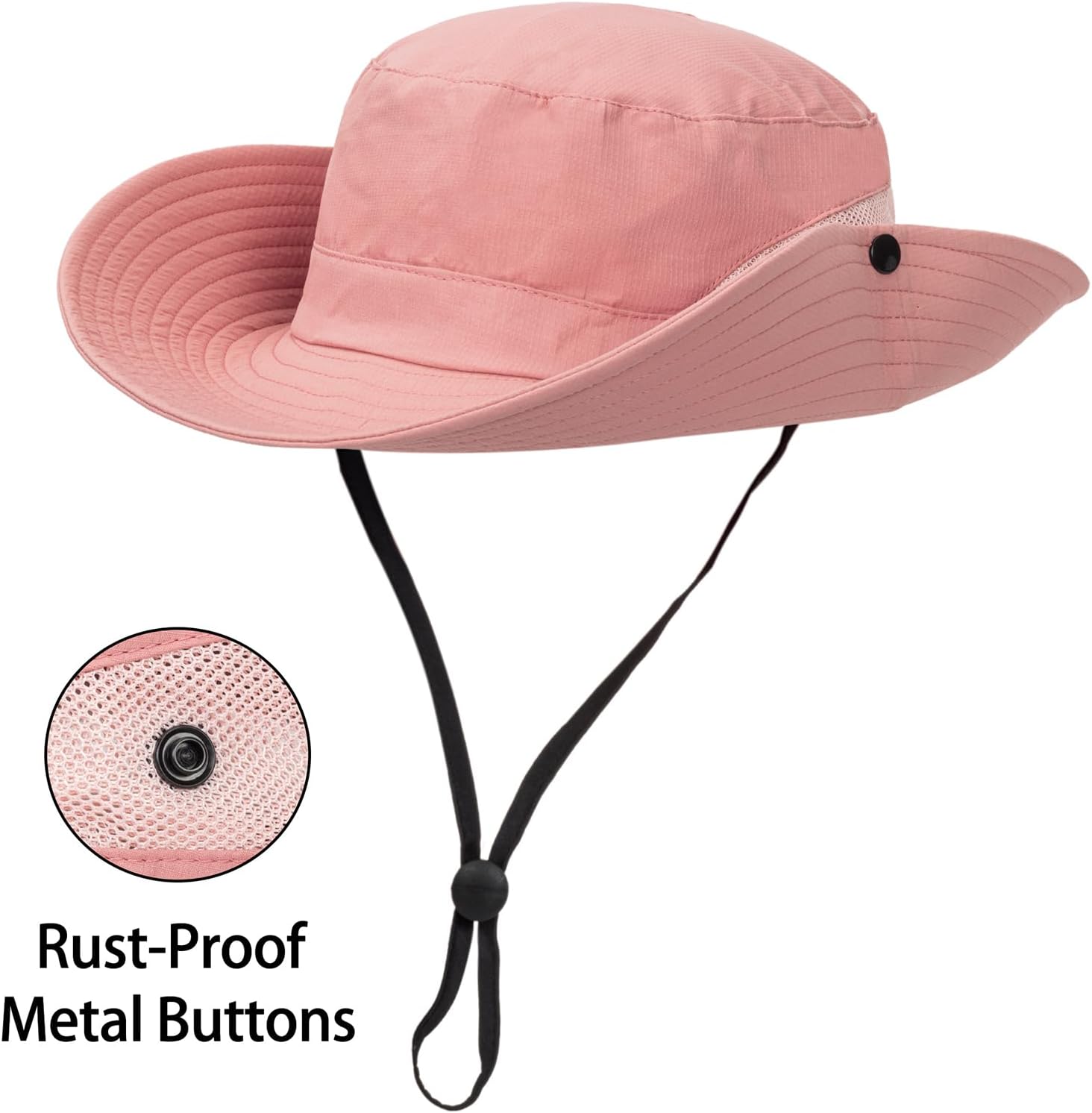 Womens Summer Sun Hat Beach Hat Wide Brim Outdoor UV Protection Hat Packable Mesh Bucket Hat with Ponytail Hole - Image 4