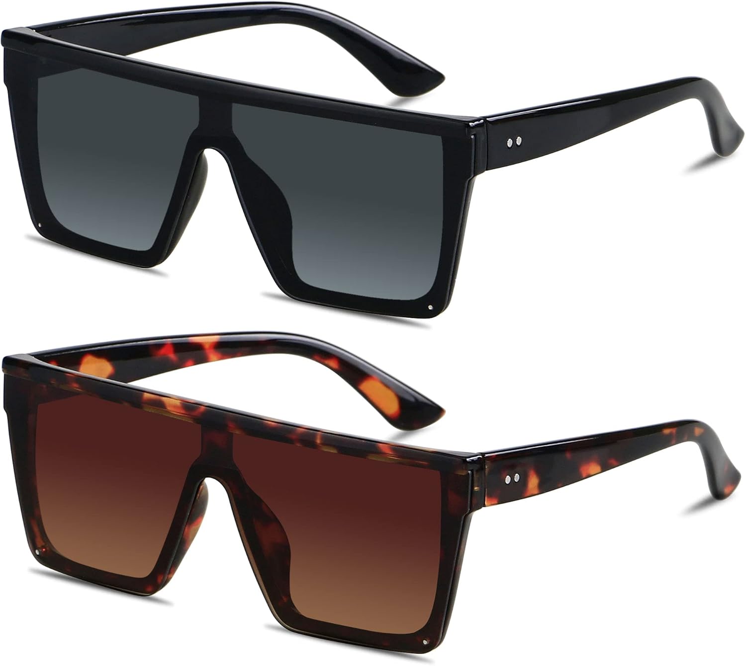 LYZOIT Square Oversized Sunglasses for Women Men Big Flat Top Fashion Shield Large UV Protection Rimless Shades - Image 2