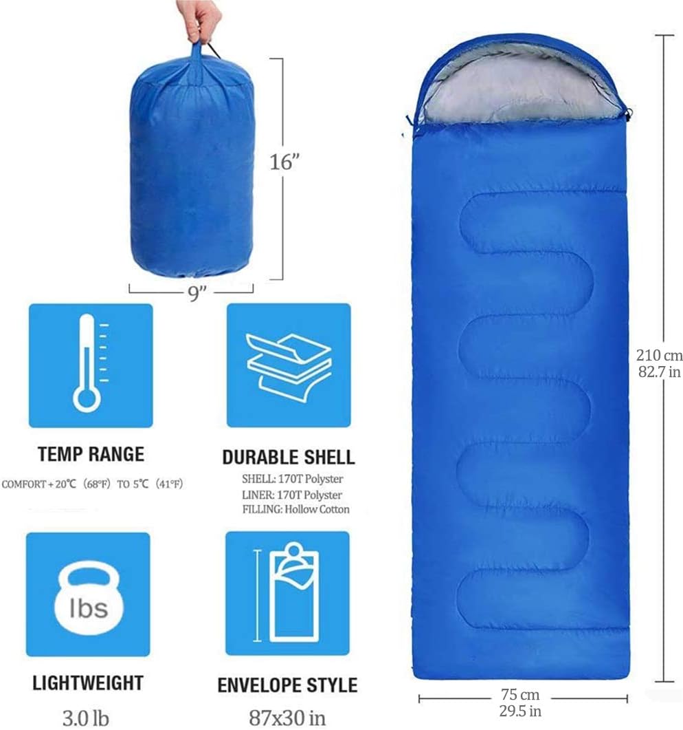 Sleeping Bag, Lightweight 3 Season Weather Sleep Bags for Kids Adults Girls Women, Microfiber Filled 5-20 Degree for Backpacking/Hiking/Camping/Mountaineering with Compression Sack - Image 4