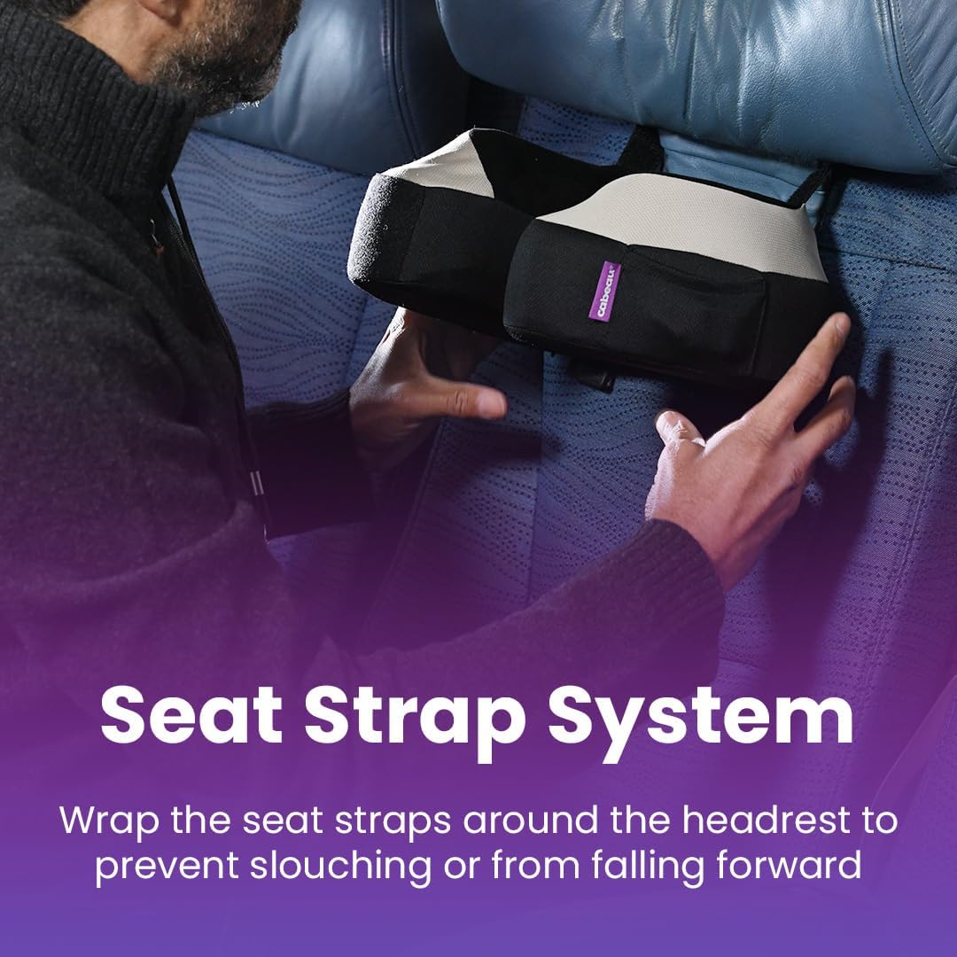 Cabeau Travel Neck Pillows for Airplanes – The Neck’s Evolution, TNE S3 – Supportive Memory Foam Design for Long Haul Flights – Attachable Seat Straps and 360° Support (Berlin Grey) - Image 6