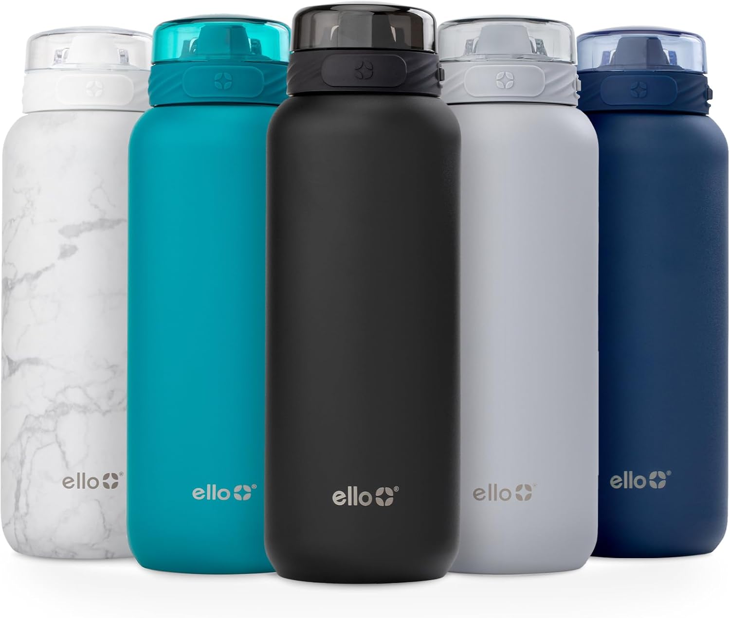 Ello Cooper 32oz Stainless Steel Water Bottle with Straw and Carry Handle, Double Walled and Vacuum Insulated Metal, Leak Proof Locking Lid with Soft Silicone Spout, Reusable, BPA Free, Black - Image 2