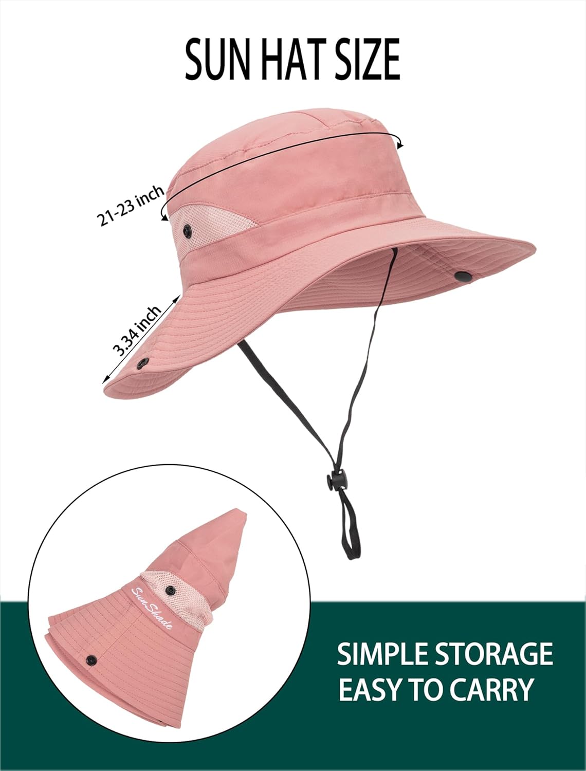 Womens Summer Sun Hat Beach Hat Wide Brim Outdoor UV Protection Hat Packable Mesh Bucket Hat with Ponytail Hole - Image 8