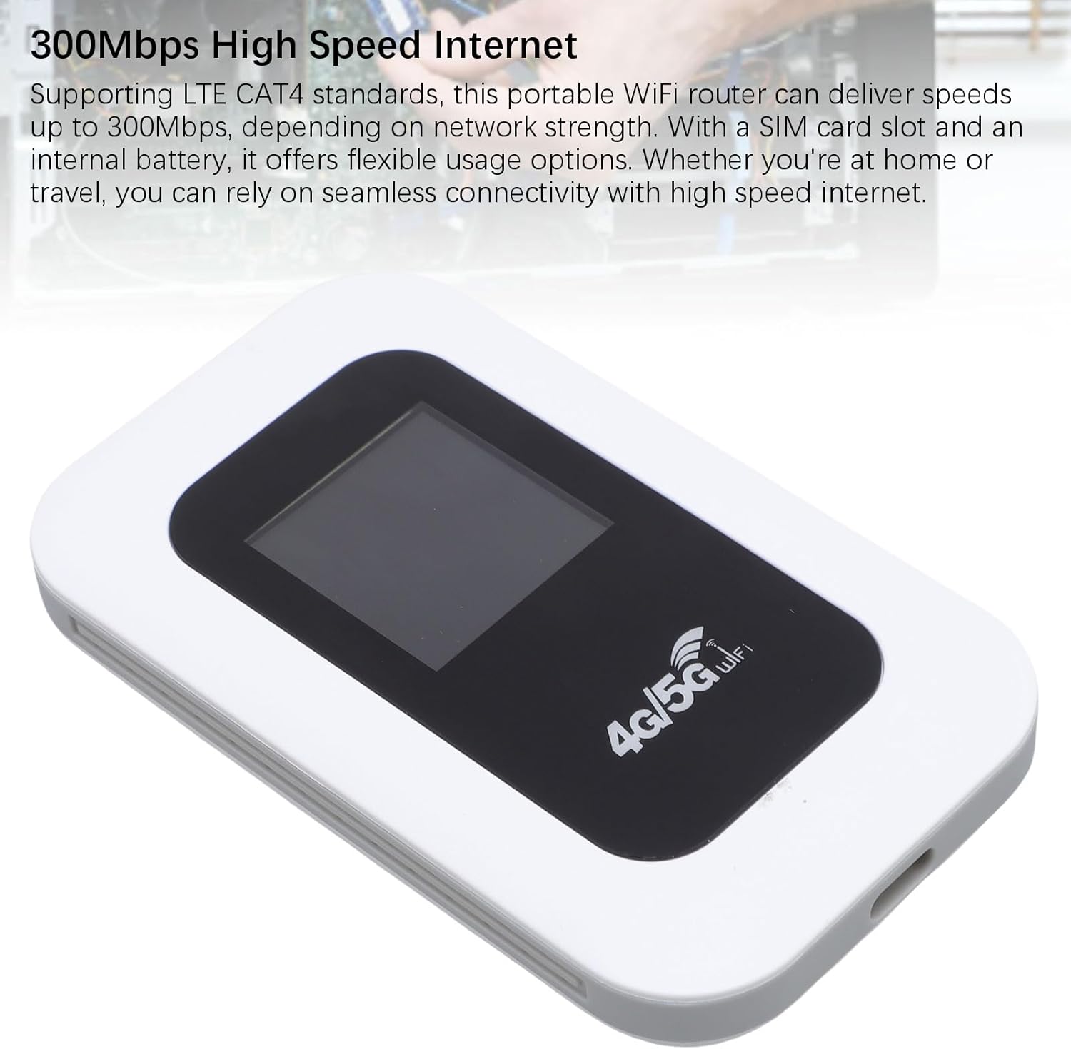 WiFi Mobile Hotspot, 300Mbps High Speed 4G Unlocked WiFi Hotspot Device, Wireless Network Portable Router with SIM Card Slot for Travel, Support 10 Users - Image 4