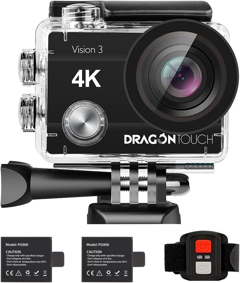 Dragon Touch Action Camera Vision 3 4K 20MP Underwater Waterproof Camera with Remote 170° Wide Angle WiFi Sports Cam with Mounting Accessories Kit - Image 2