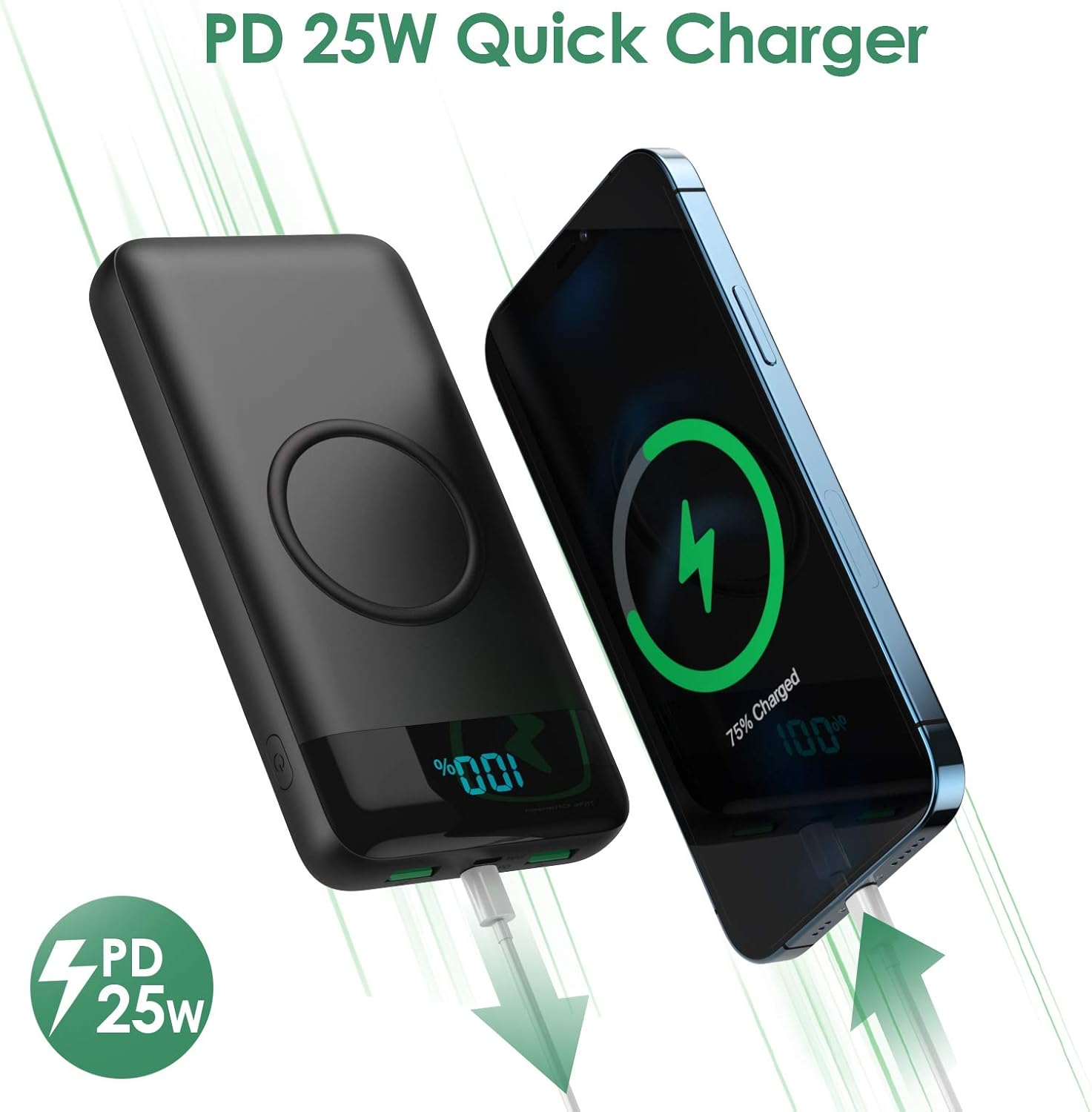 Wireless Portable Charger 30800mAh,15W Wireless Charging 25W PD QC4.0 Fast Charging USB-C Power Bank, 4 Output Travel Essential External Battery Pack Compatible with iPhone 17/16/15/14,Galaxy,Android - Image 3