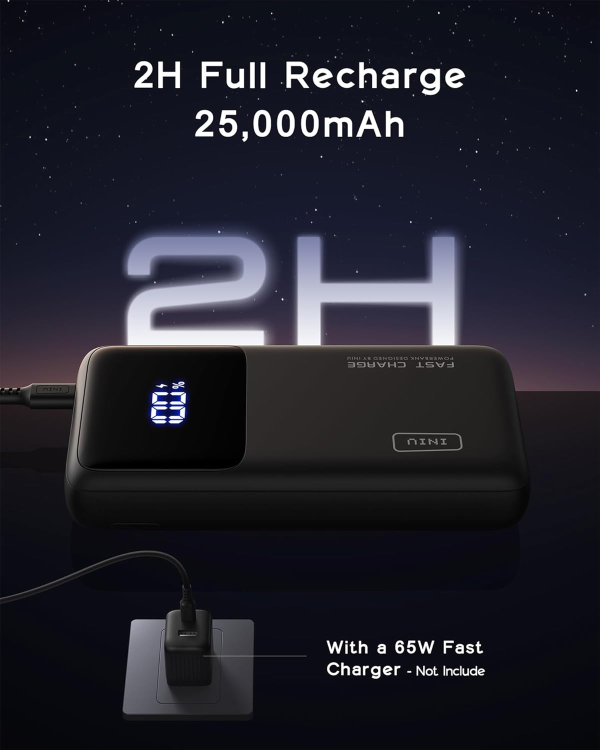 INIU Power Bank, 25000mAh 100W USB C Laptop Portable Charger, PD QC Fast Charging 3-Output Battery Pack, Travel Charger for Laptop MacBook iPad Tablet Steam Deck iPhone 17 16 15 14 Pro Samsung S25 etc - Image 8