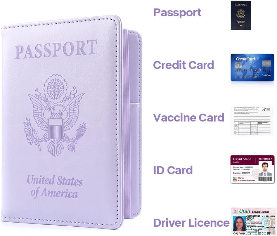 Passport Holder for Travel, Leather Passport Holder RFID Blocking Passport Cover Wallet Passport Case with Pen Holder Passport Holders for Travel Women Men Family Travels Must Haves Essentials,Purple - Image 7