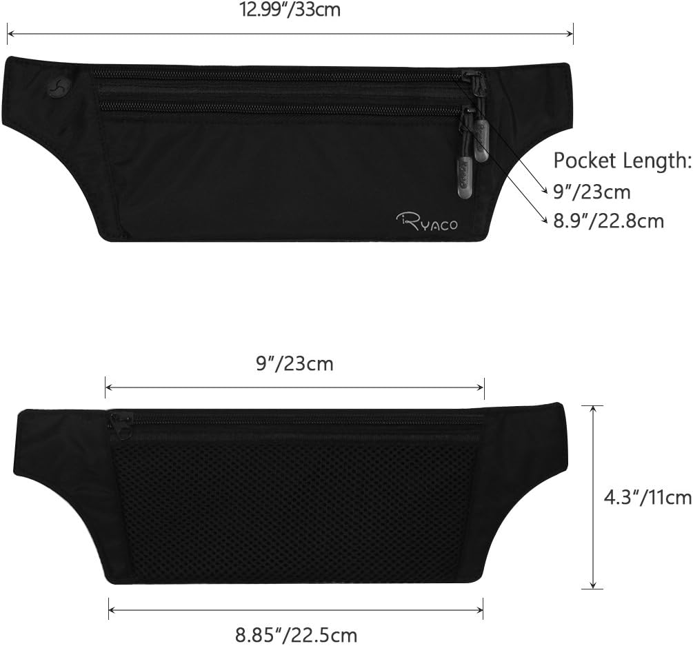 Ryaco Money Belt, Slim Passport Holder RFID Blocking Hidden Wallet Travel Essentials Pouch for Women Men With Adjustable Strap Waist Bag to Protect Cash, Credit Cards and Documents - Image 6