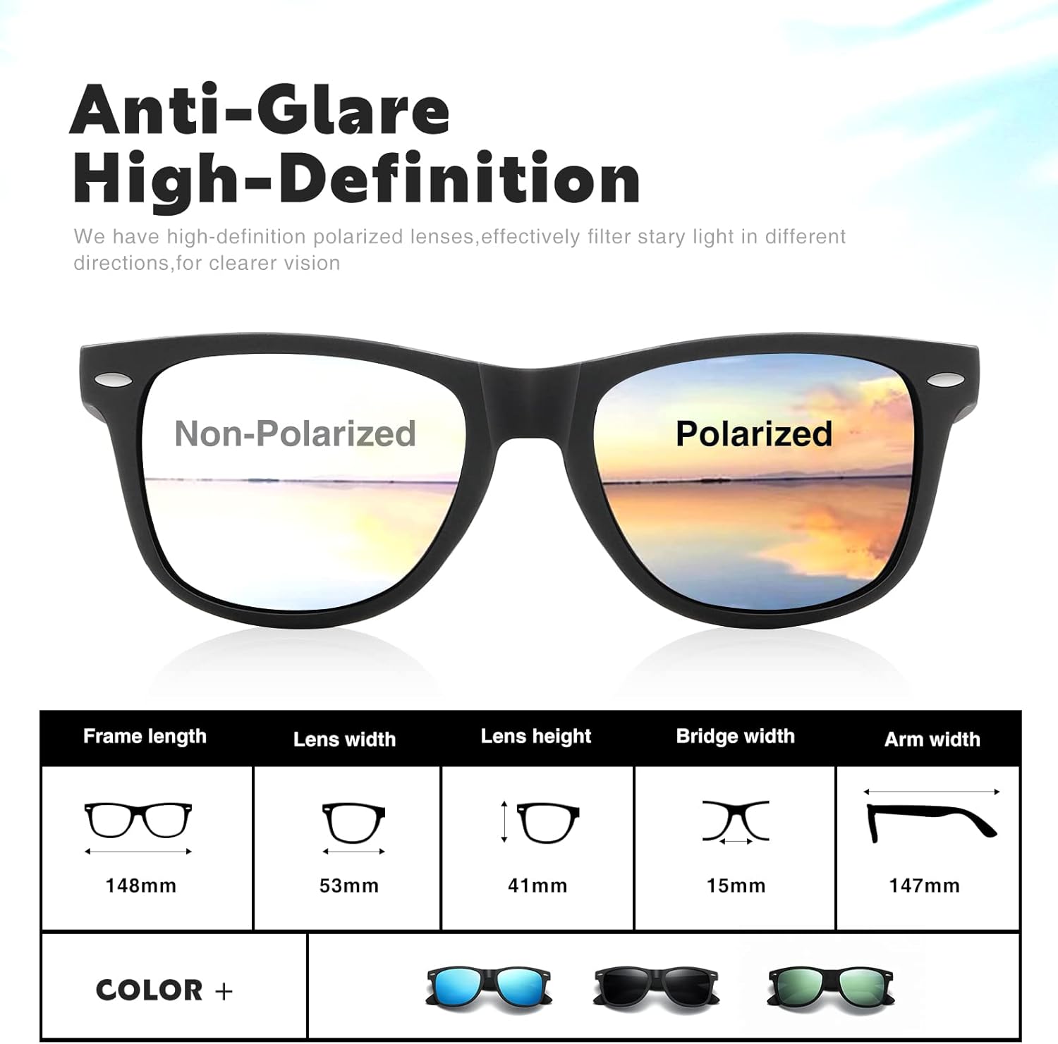 DEMIKOS Sunglasses Men Polarized Sunglasses for Mens Womens Retro Mirror Lens for Driving Fishing UV400 Protection - Image 5