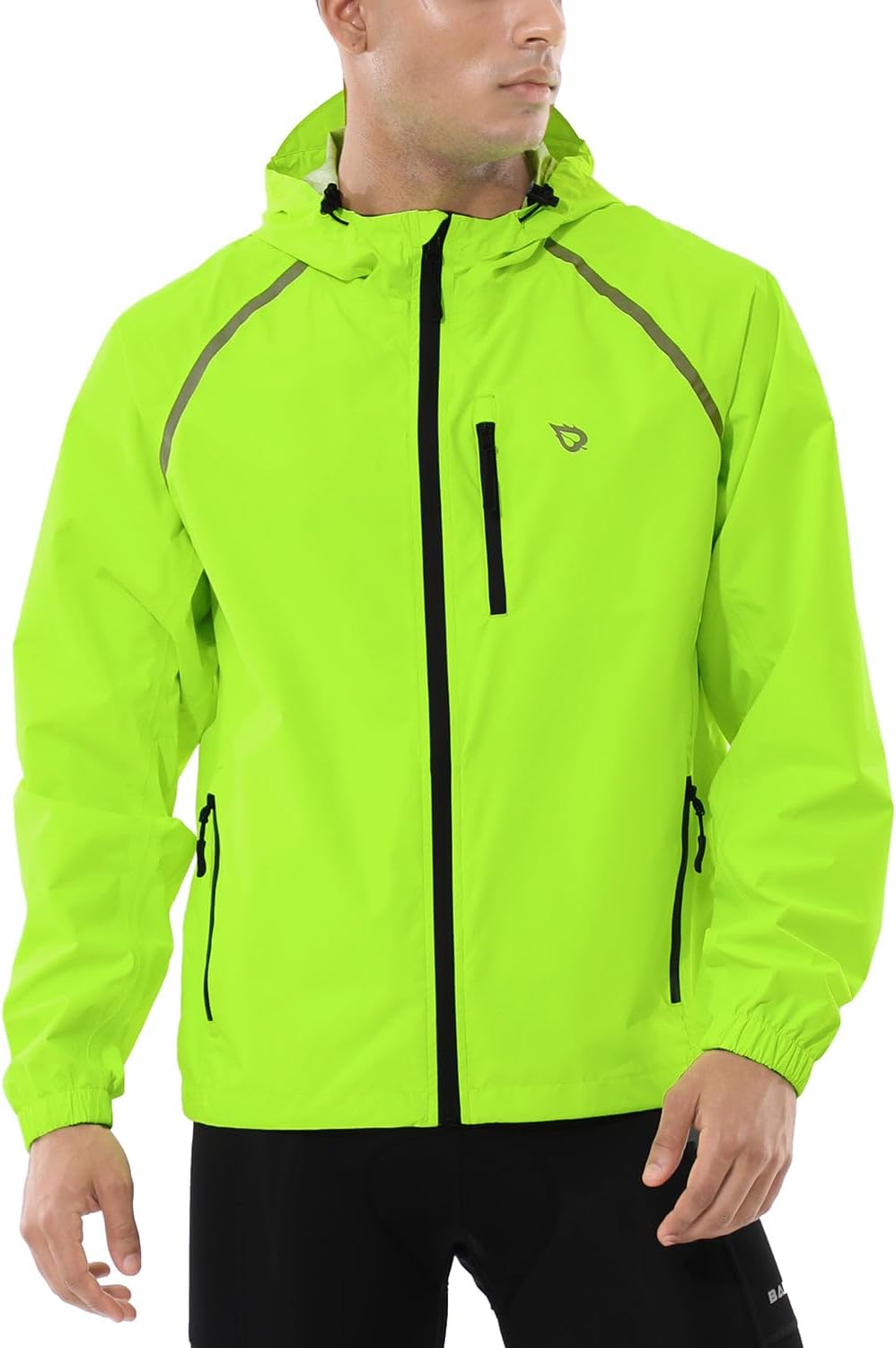 baleaf Men's Rain Jacket Waterproof Windbreaker Raincoat Running Cycling Hiking Gear Hood Lightweight Reflective Packable - Image 3