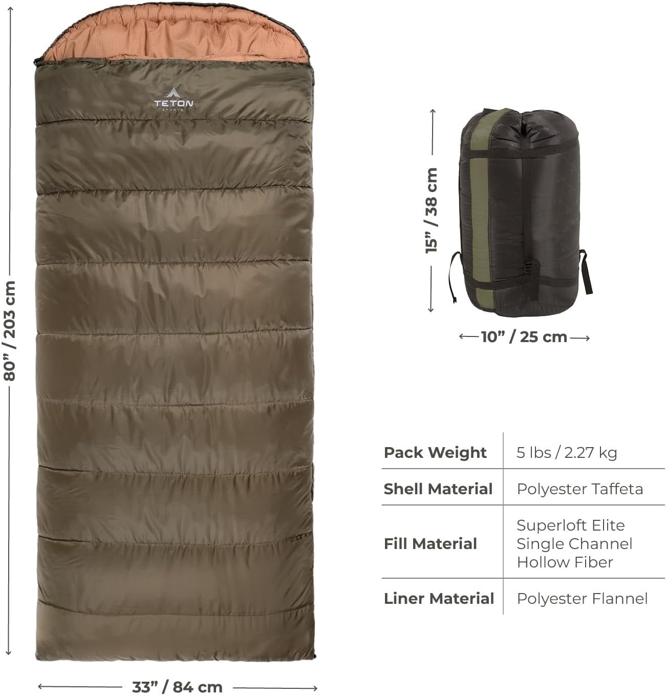 Teton Celsius Regular, 25F, 20F, 0F Degree Sleeping Bags, All Weather Bag for Adults and Kids, Camping Made Easy and Warm, Travel Sack Included - Image 3