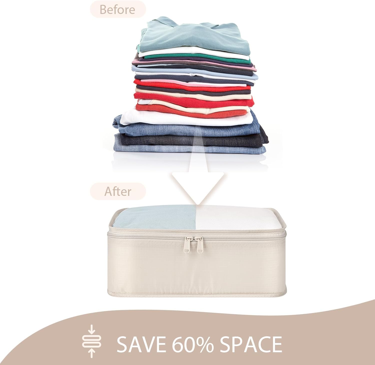 DIMJ Packing Cubes for Travel - 8 Pcs Lightweight Travel Cubes for Packing, Mesh Travel Packing Cubes Travel Packing Organizers with Large Toiletries Bag (Beige) - Image 7