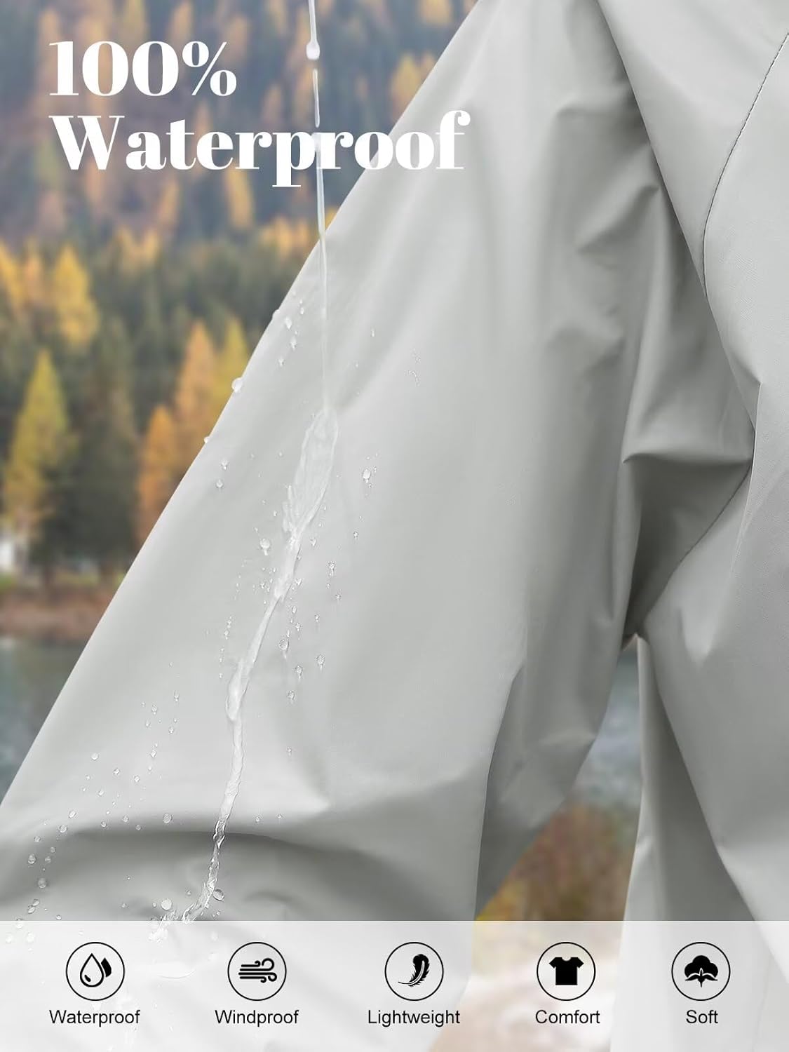 PITINAN Women's Lightweight Hooded Raincoat Waterproof Windbreaker Jacket Packable Active Outdoor Rain Jackets S-XXL - Image 5