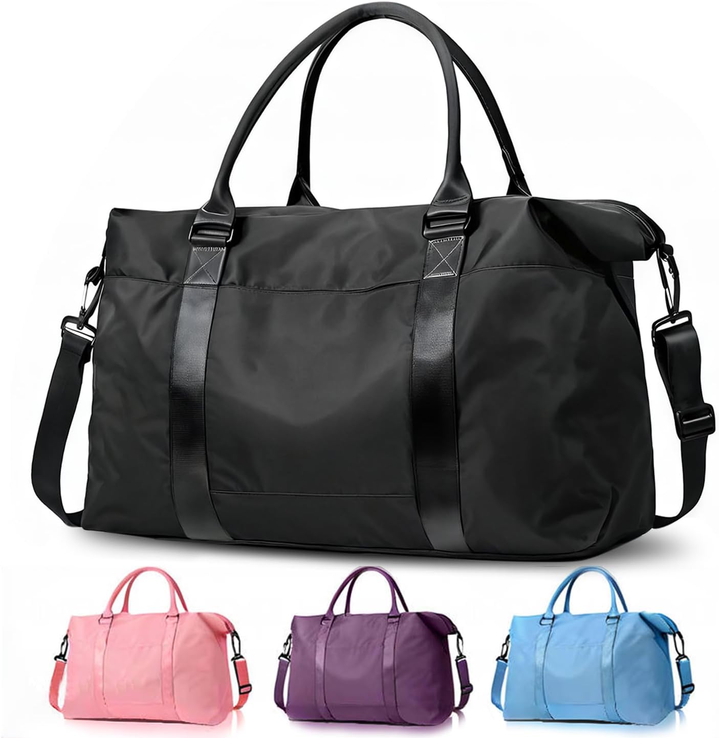 Travel Duffle Bag, Weekender Travel Bag Men Small Gym Bag for Women, Hospital Bag for Labor and Delivery, Overnight Bag Luggage Bag with Trolley Sleeve, Airplane Travel Essentials for Flying(Black) - Image 2