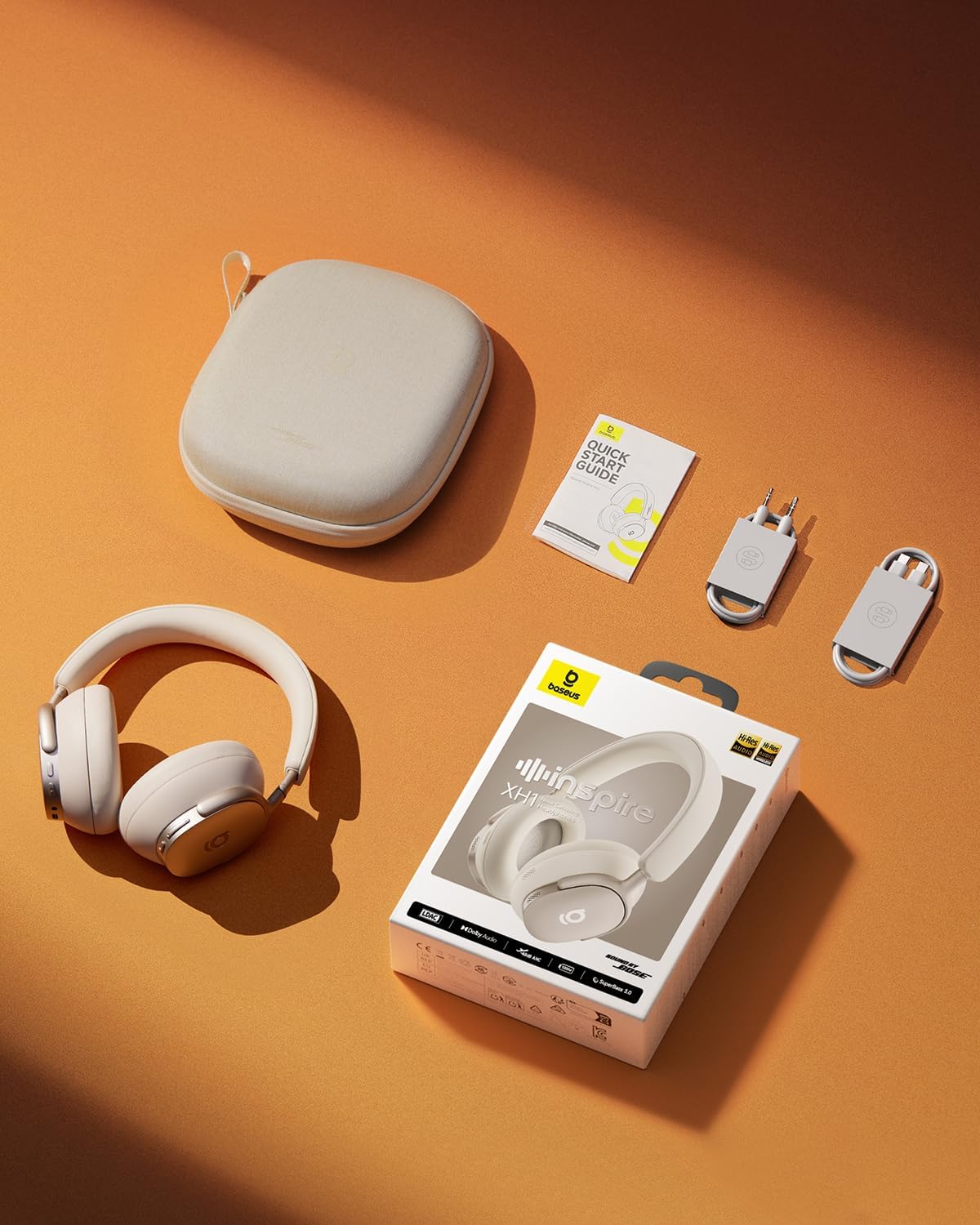Baseus Inspire XH1 Adaptive Active Noise Cancelling Headphones, Sound by Bose, Dolby Audio, Premium Real-Time Adaptive ANC, Adaptive Rich Sound, Hi-Res Audio, 100H Playtime - Starlight Off-White - Image 10