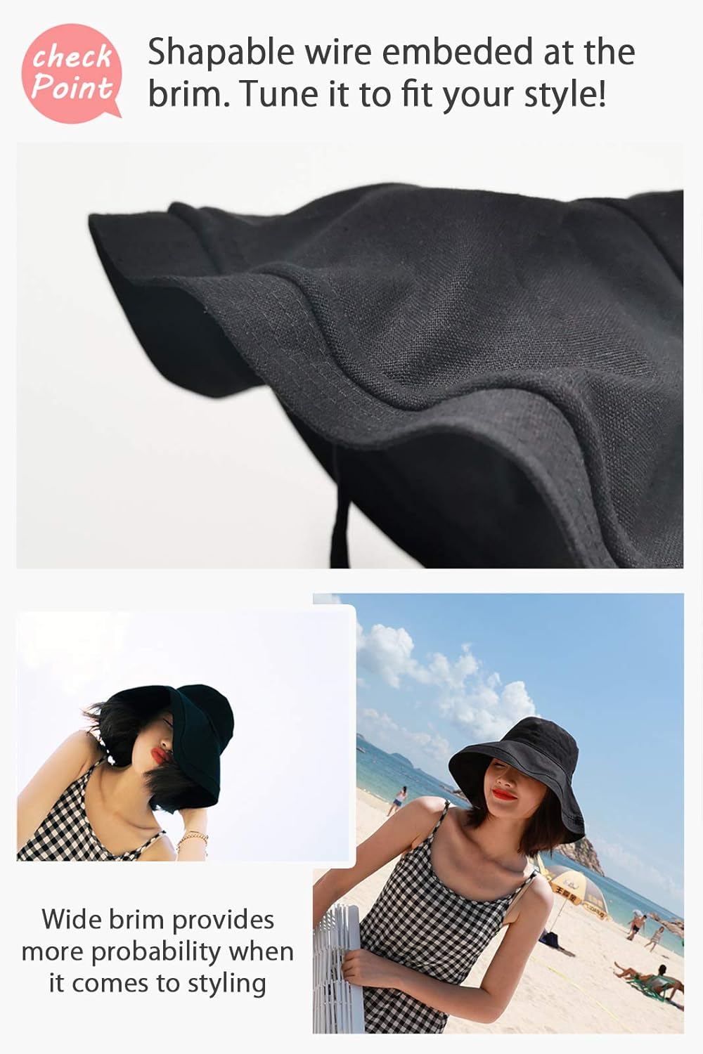 Wide Brim Bucket Hat - UPF50+ Protection Travel Beach Sun Hat with Semi-Rigid Adjustable Foldable Brim - Image 5