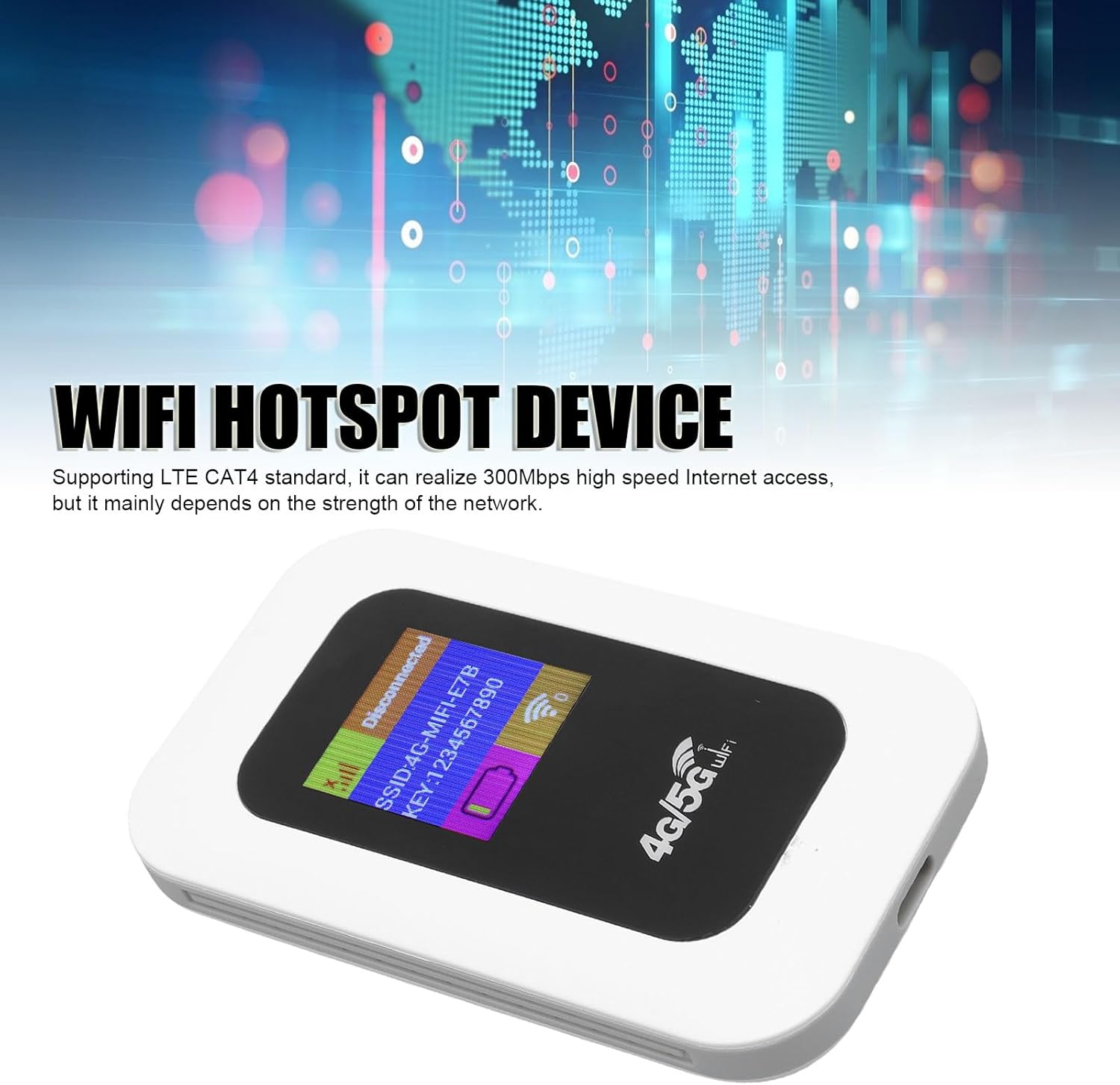 WiFi Mobile Hotspot, 300Mbps High Speed 4G Unlocked WiFi Hotspot Device, Wireless Network Portable Router with SIM Card Slot for Travel, Support 10 Users - Image 3