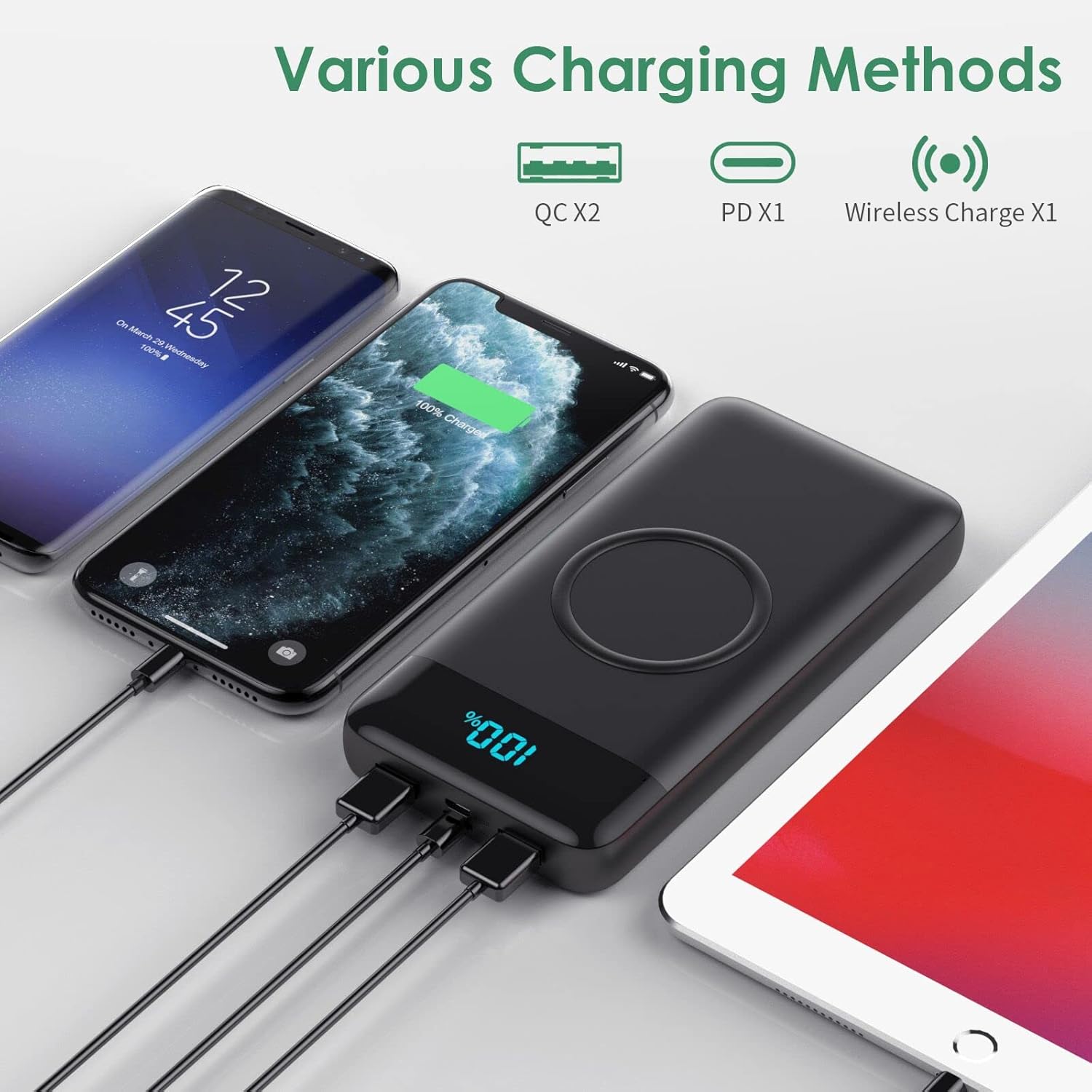 Wireless Portable Charger 30800mAh,15W Wireless Charging 25W PD QC4.0 Fast Charging USB-C Power Bank, 4 Output Travel Essential External Battery Pack Compatible with iPhone 17/16/15/14,Galaxy,Android - Image 4