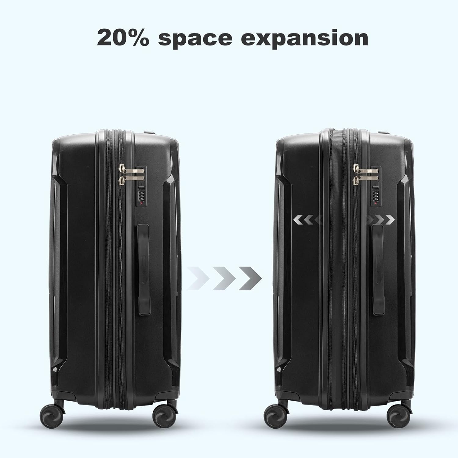 Nazhura Luggage Set, 3-Piece Hardside Suitcase Set, 20-inch Carry On, 24-inch, 28-inch Luggage - Image 6
