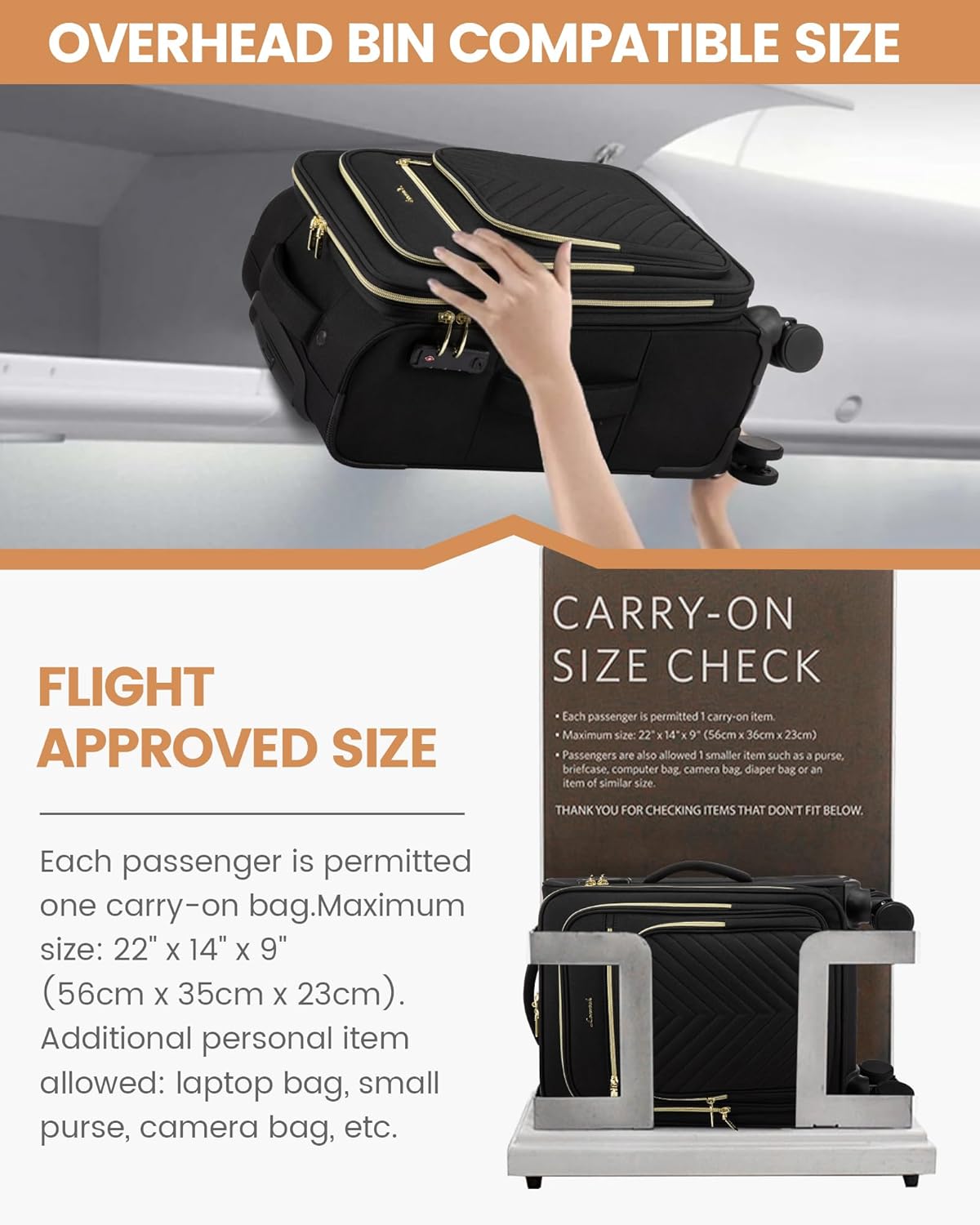 LOVEVOOK Carry On Luggage 22x14x9 Airline Approved,20 Inch Carry On Suitcases with Wheels,Softside Rolling Suitcase with TSA Lock for Women Men,Lightweight Travel luggage - Image 6