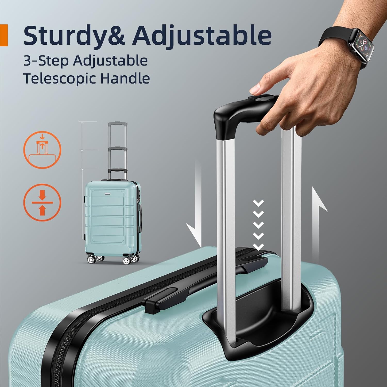 SHOWKOO Luggage Sets Expandable PC+ABS Durable Suitcase Double Wheels TSA Lock Mint Green - Image 7