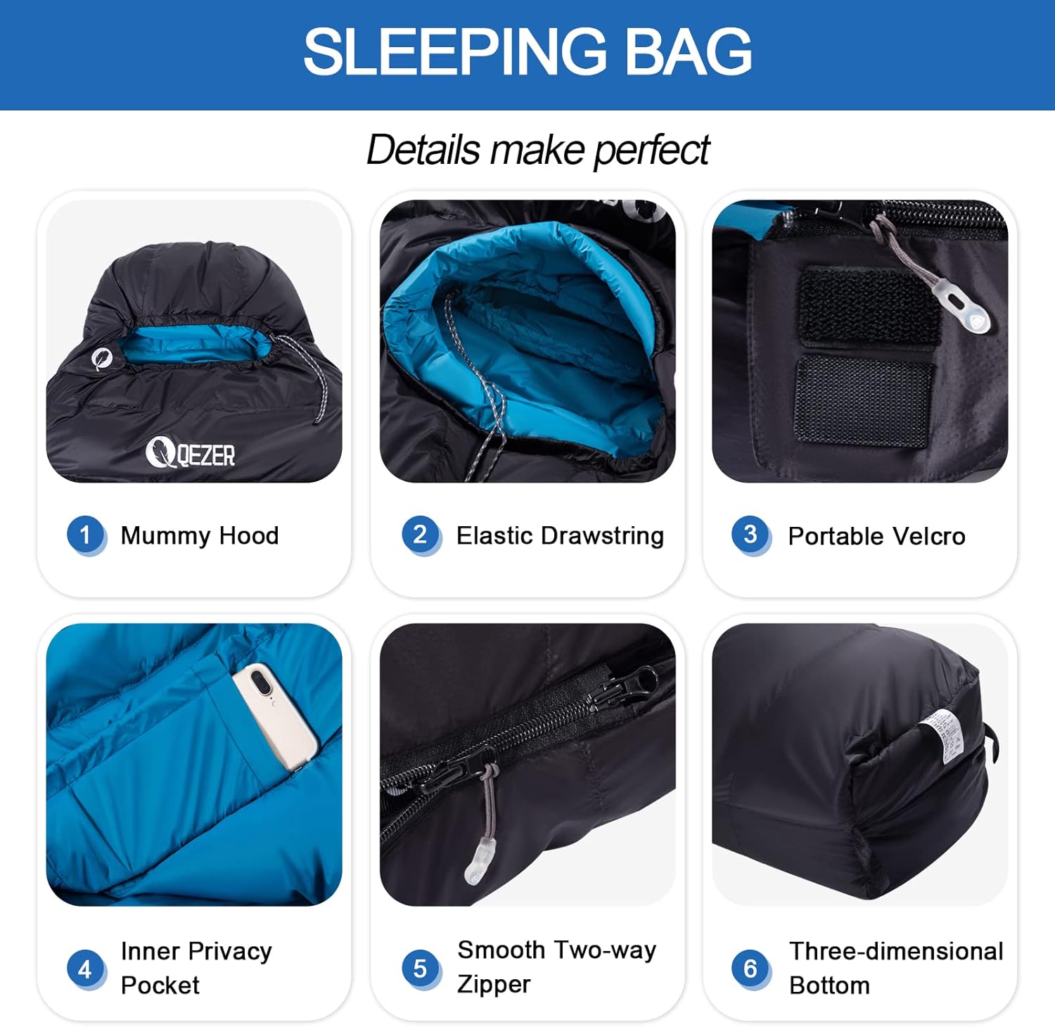 Down Sleeping Bag for Adults 0°F 10°F 15°F 20°F Backpacking Sleeping Bag for Cold Weather with Compression Sack - Image 5