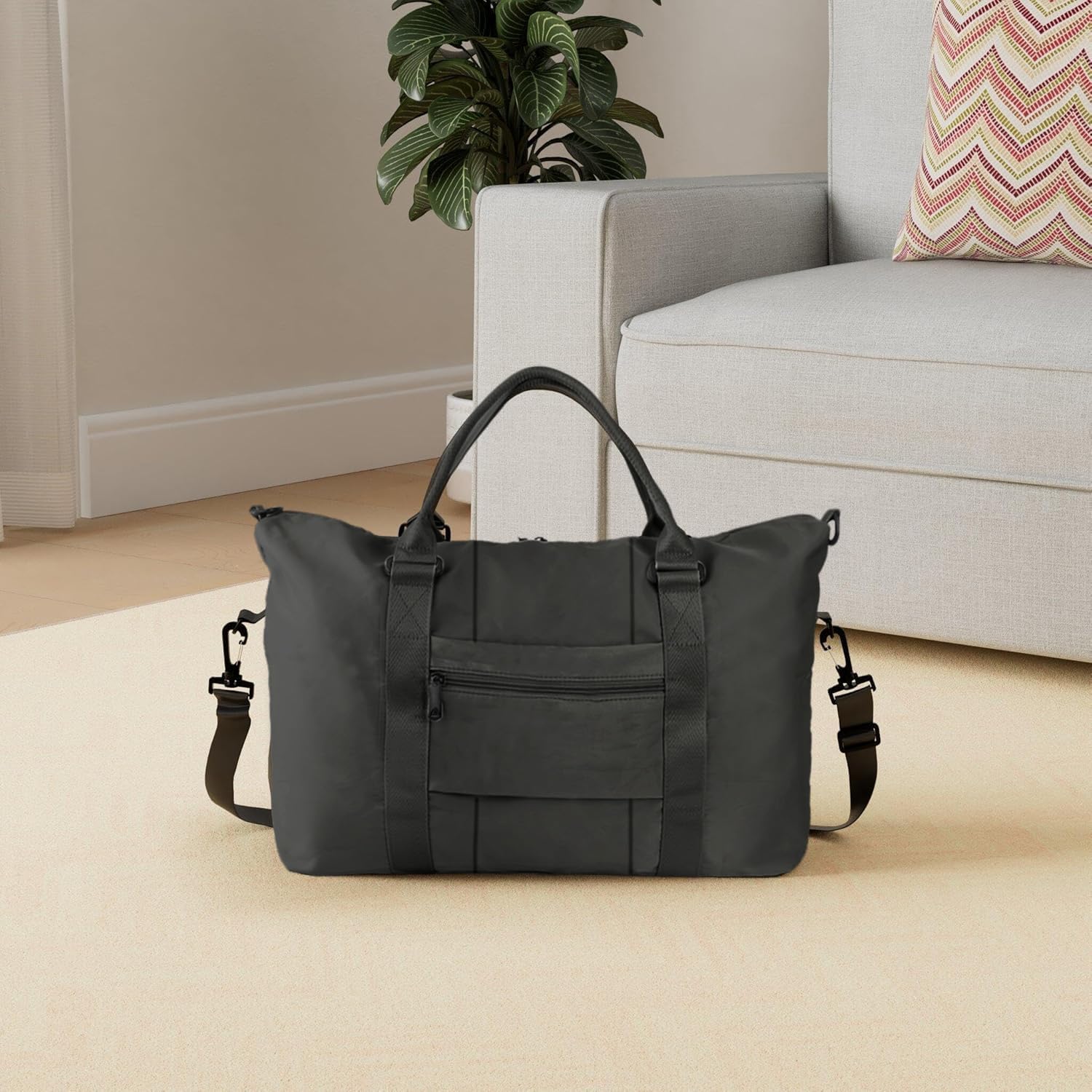 Travel Duffle Bag, Weekender Travel Bag Men Small Gym Bag for Women, Hospital Bag for Labor and Delivery, Overnight Bag Luggage Bag with Trolley Sleeve, Airplane Travel Essentials for Flying(Black) - Image 9