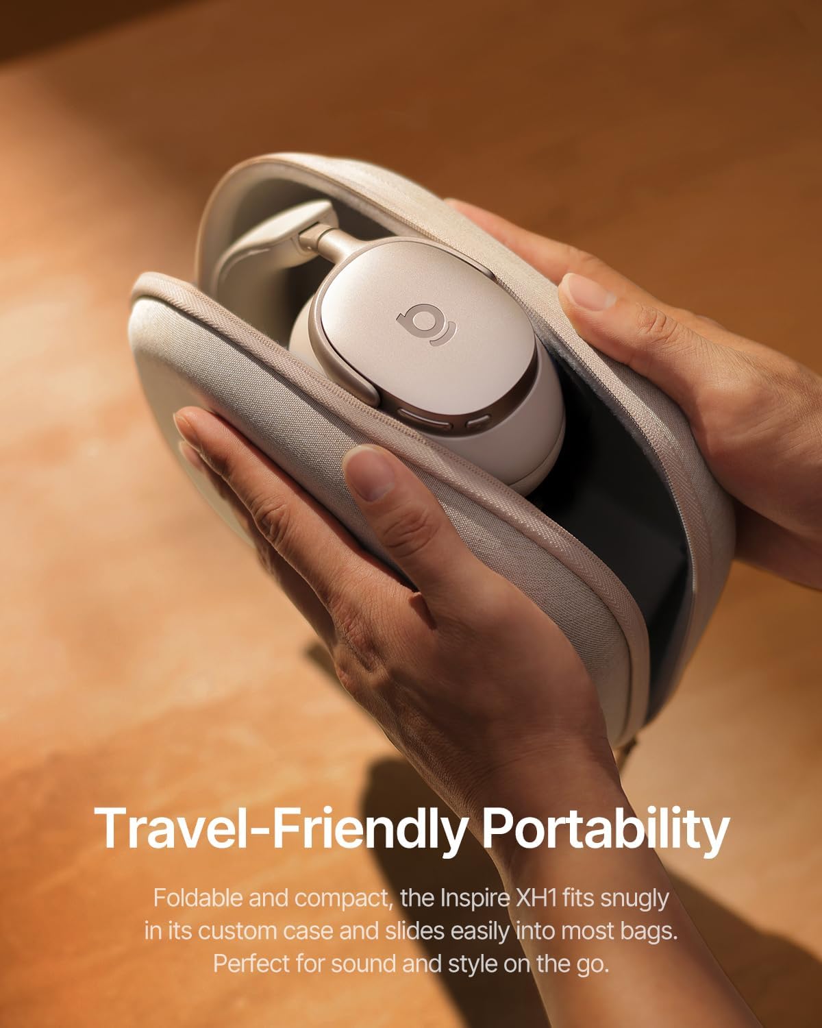 Baseus Inspire XH1 Adaptive Active Noise Cancelling Headphones, Sound by Bose, Dolby Audio, Premium Real-Time Adaptive ANC, Adaptive Rich Sound, Hi-Res Audio, 100H Playtime - Starlight Off-White - Image 9